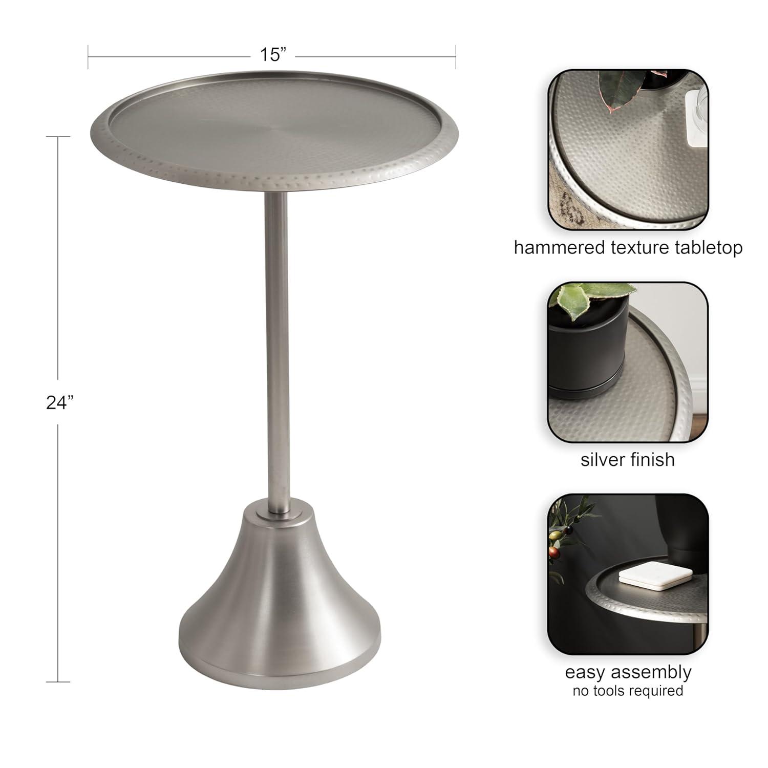 Kate and Laurel Sanzo Metal Side Table, 15x15x24, Silver