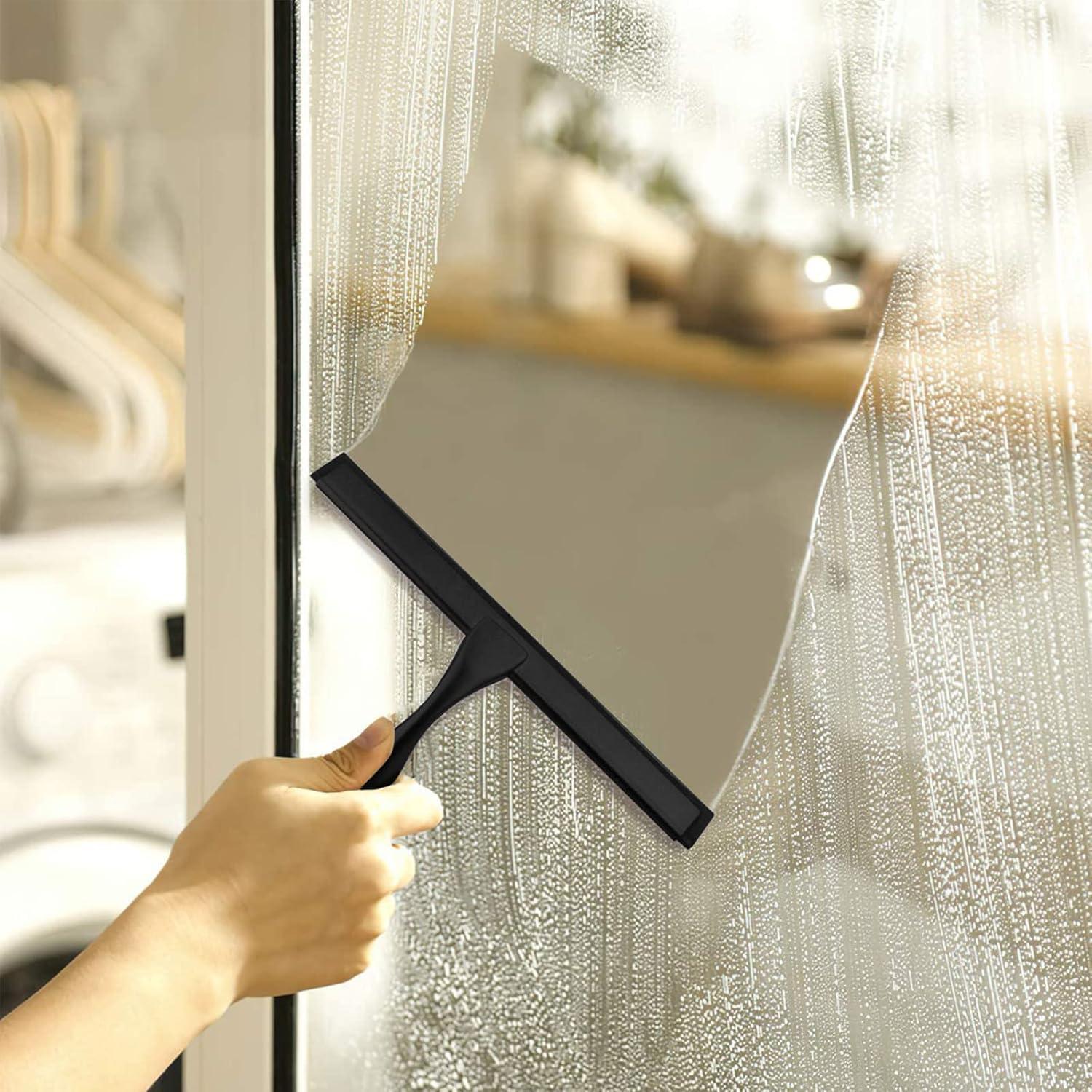 14'' Shower Squeegee, TOOVEM Squeegee for Shower Glass Door for Glass Doors, Windows, Bathroom, Car Windshield, Black