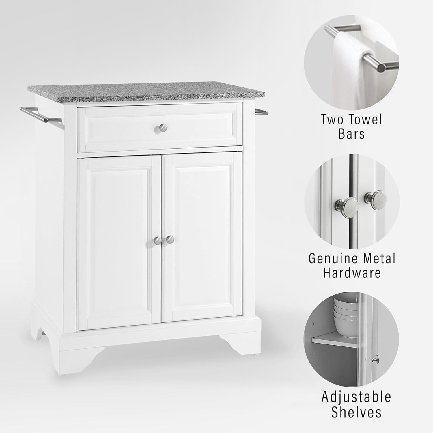 Lafayette Granite Top Portable Kitchen Island/Cart White/Gray - Crosley