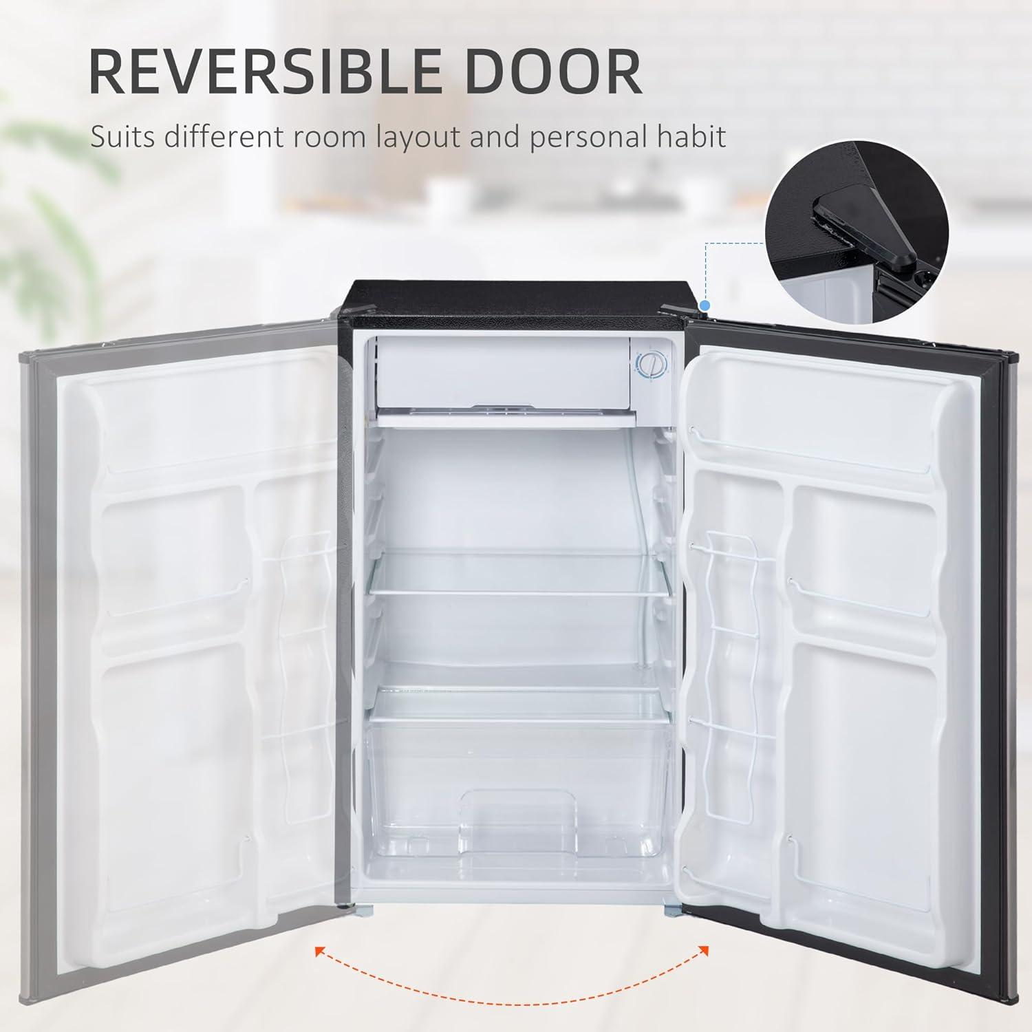 Compact Silver Mini Fridge with Freezer and Adjustable Thermostat