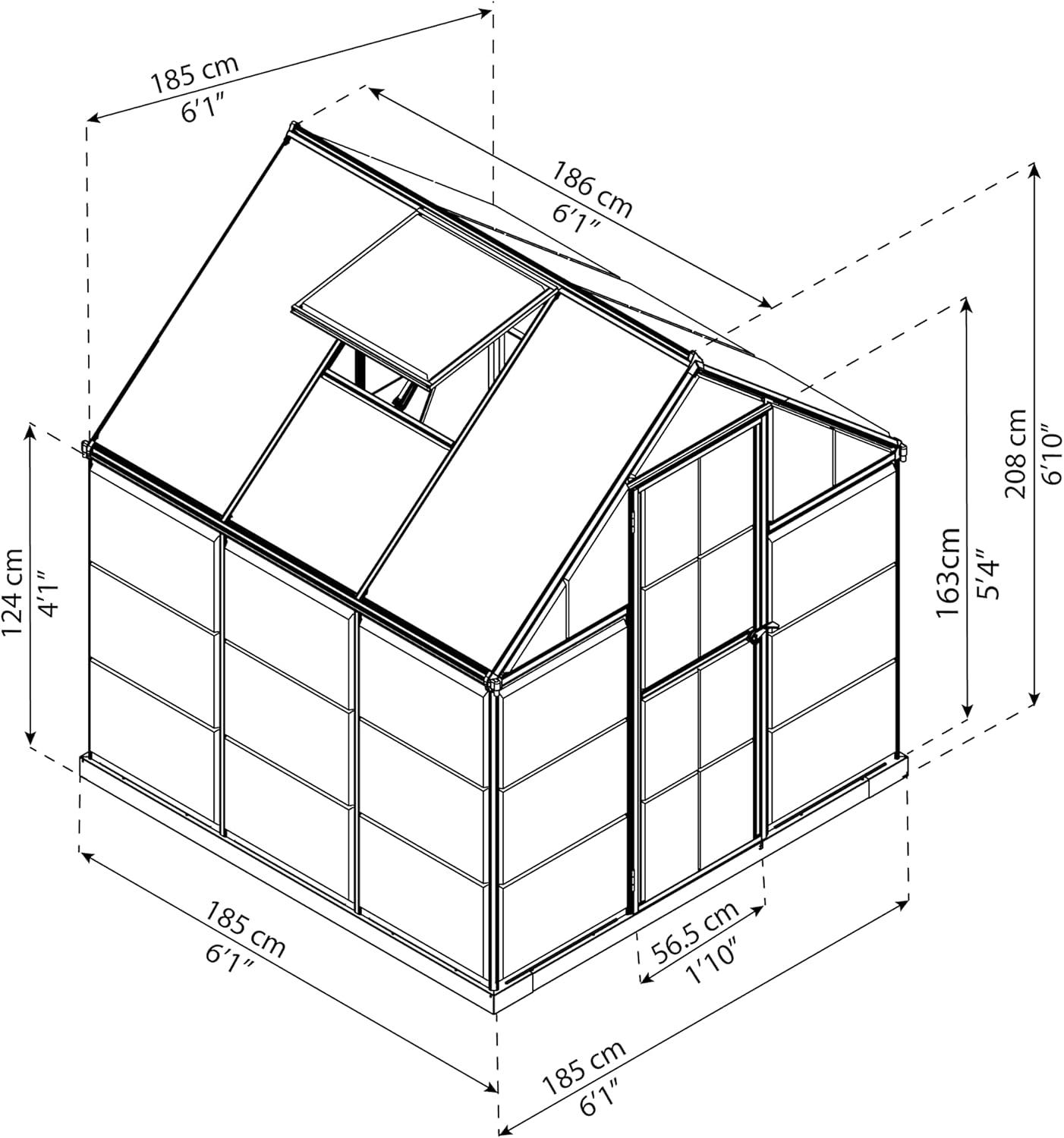 Hybrid 6' W x 6' D Greenhouse