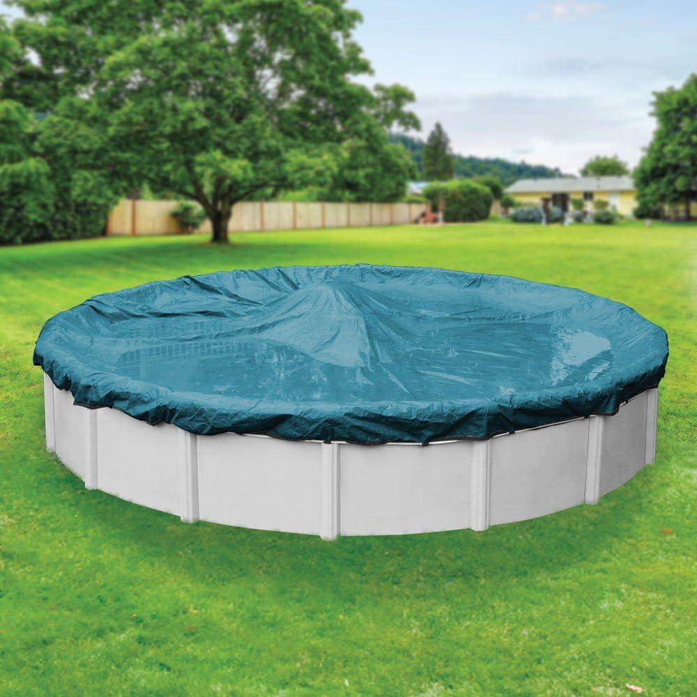 Teal Blue Round Heavy-Duty Winter Pool Cover for 18 ft Above Ground Pools