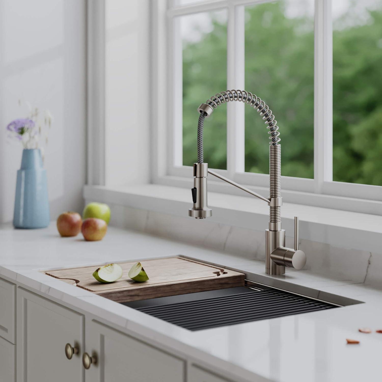 KRAUS Bolden Commercial Style 2-Function Single Handle Pull Down Kitchen Faucet with Soap Dispenser