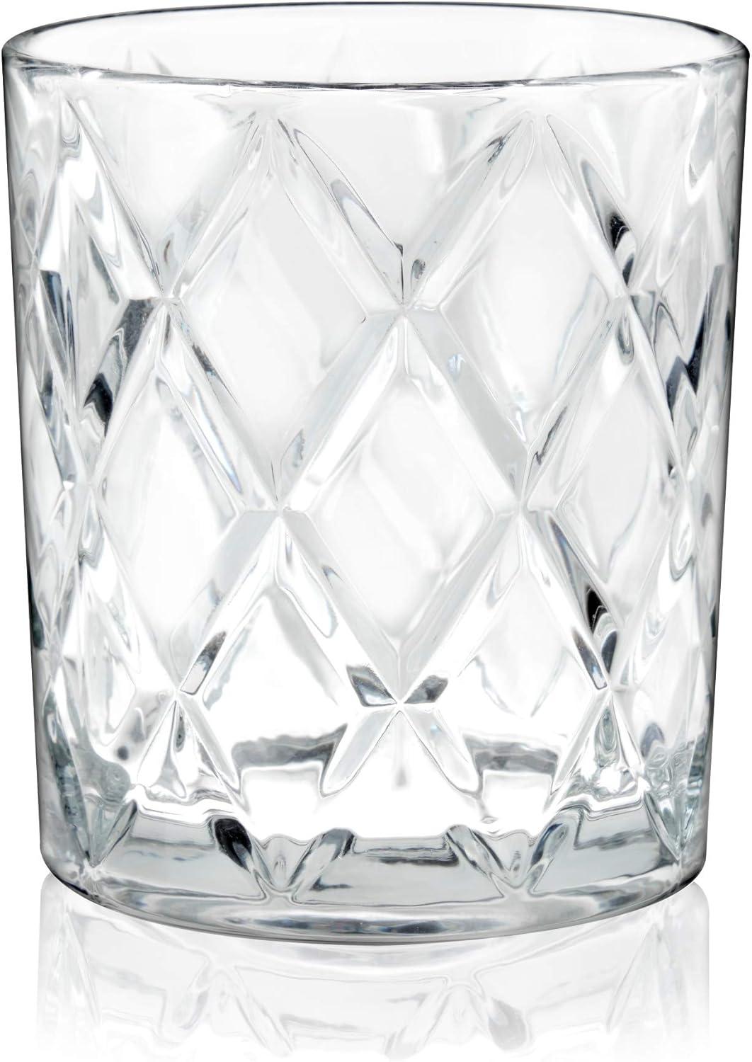 True Diamond Crystal Whiskey Tumblers - Lowball Cocktail Glasses Gift Set