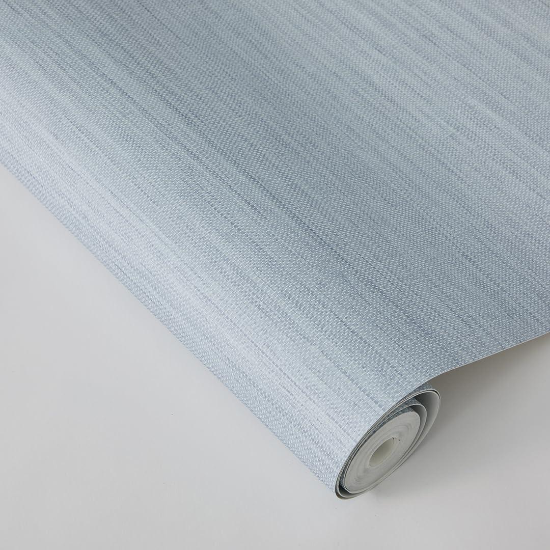 Tempaper & Co.® Faux Horizontal Grasscloth Removable Peel and Stick Wallpaper, Textured Blue, 28 sq. ft.: Vinyl, Prepasted, Abstract Pattern