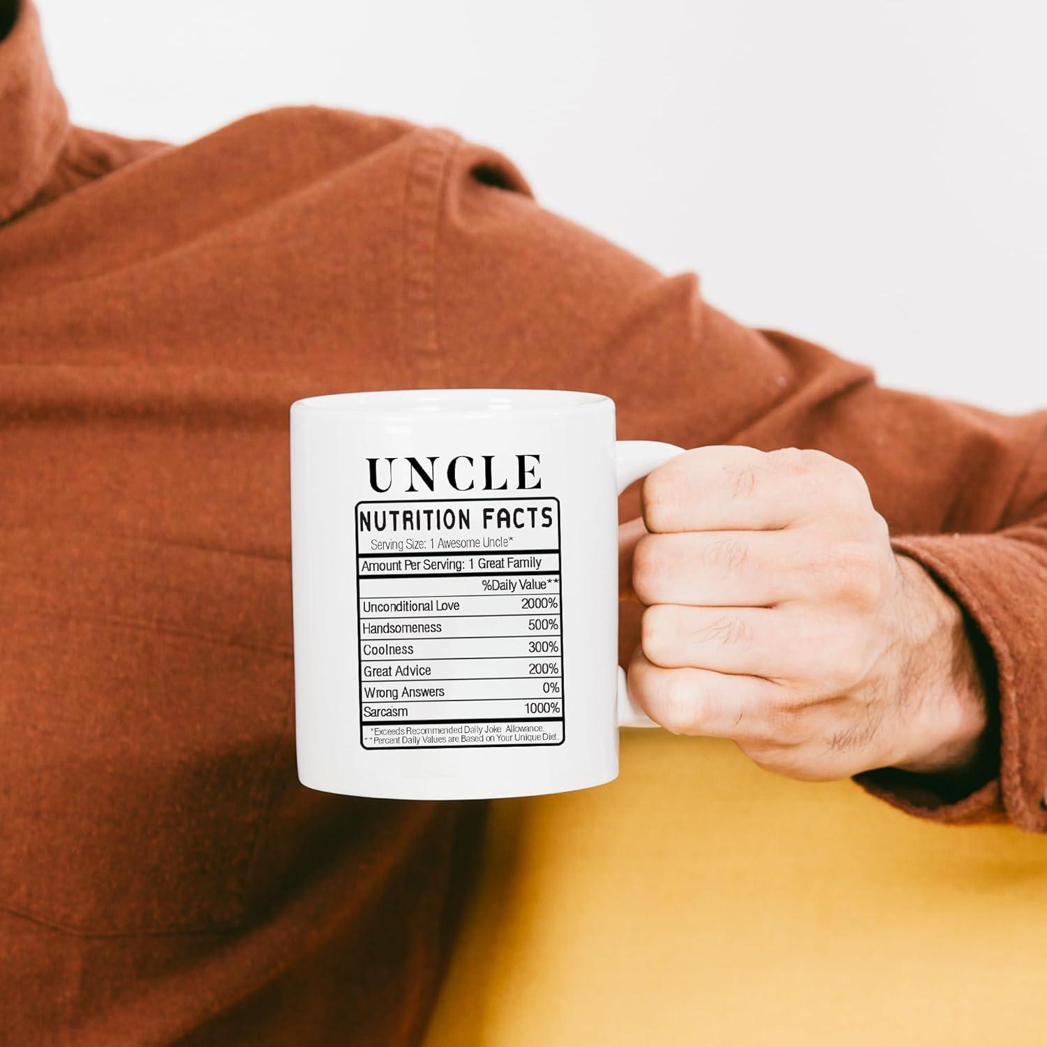 Uncle Nutrition Facts Label From Niece Nephew Brother Sister Father's Day New Uncles Funny Family Reunion Ceramic Coffee Mug 11oz White Novelty Drinkware