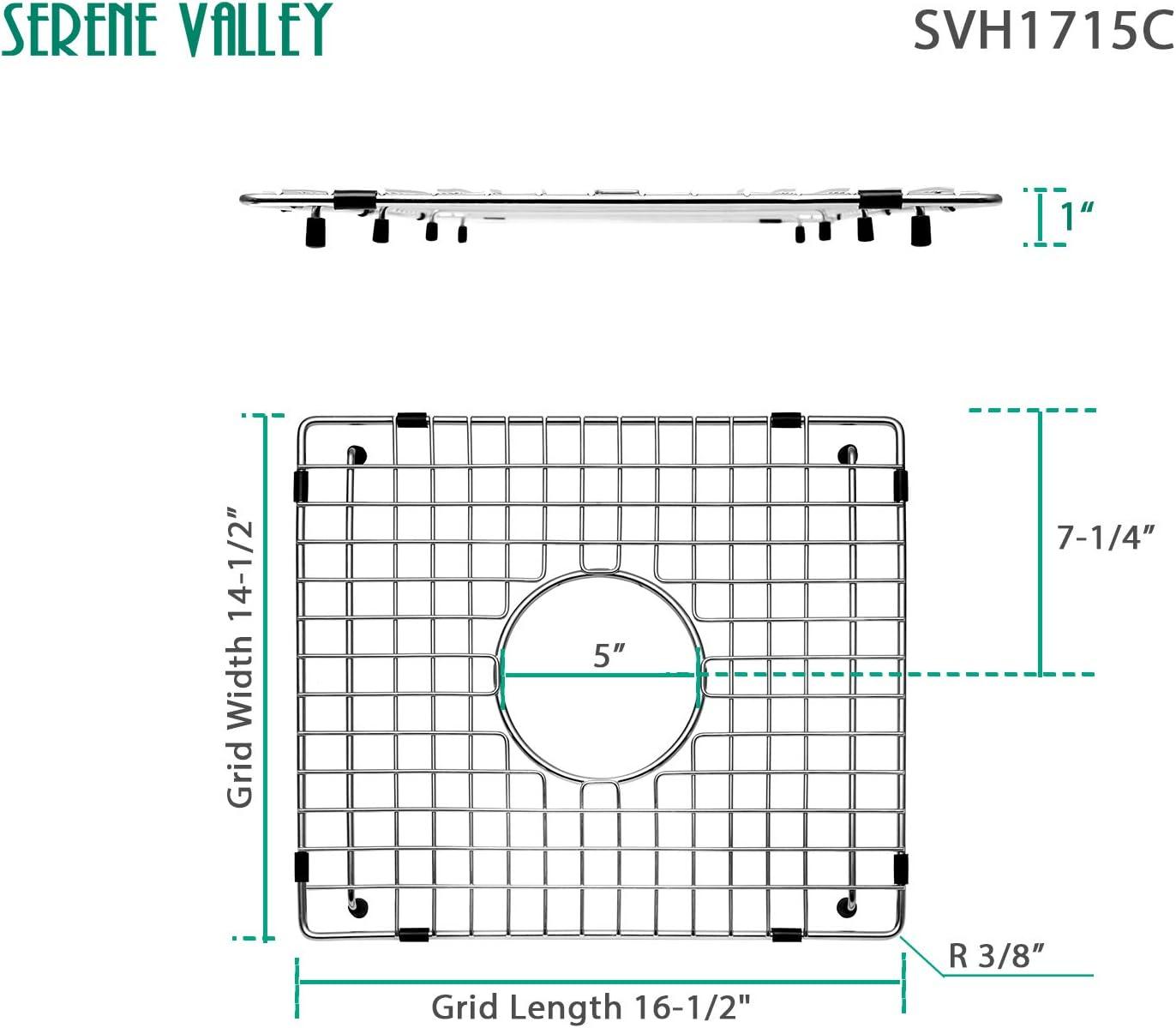 Serene Valley SVH1715C 16.54-in x 14.57-in Center Drain Heavy-Duty Stainless Steel Sink Protector