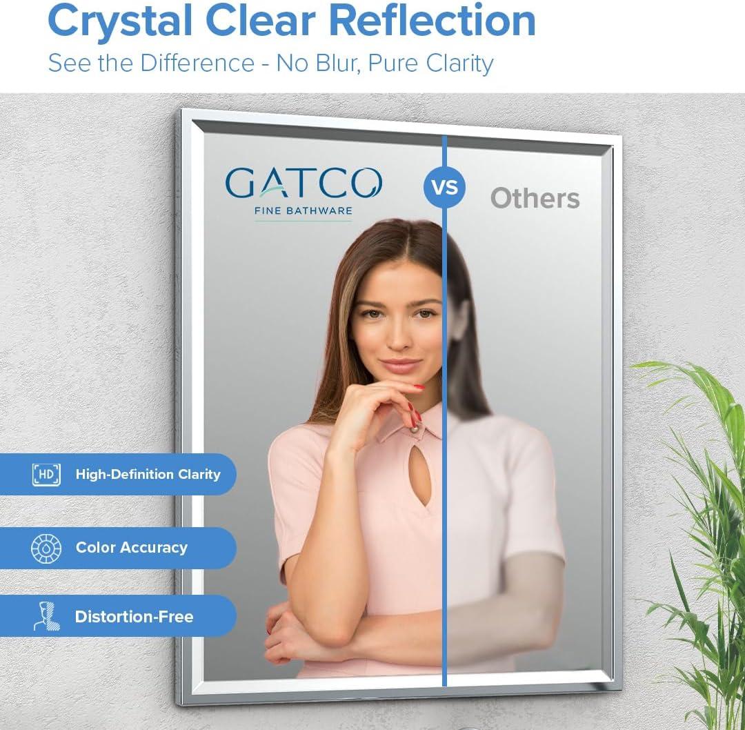 Modern Wall Mount Framed Rectangle Bathroom Vanity Mirror | Decorative Beveled MirrorFor Bedroom, Entryway, Livingroom | Mount Landscape or Portrait