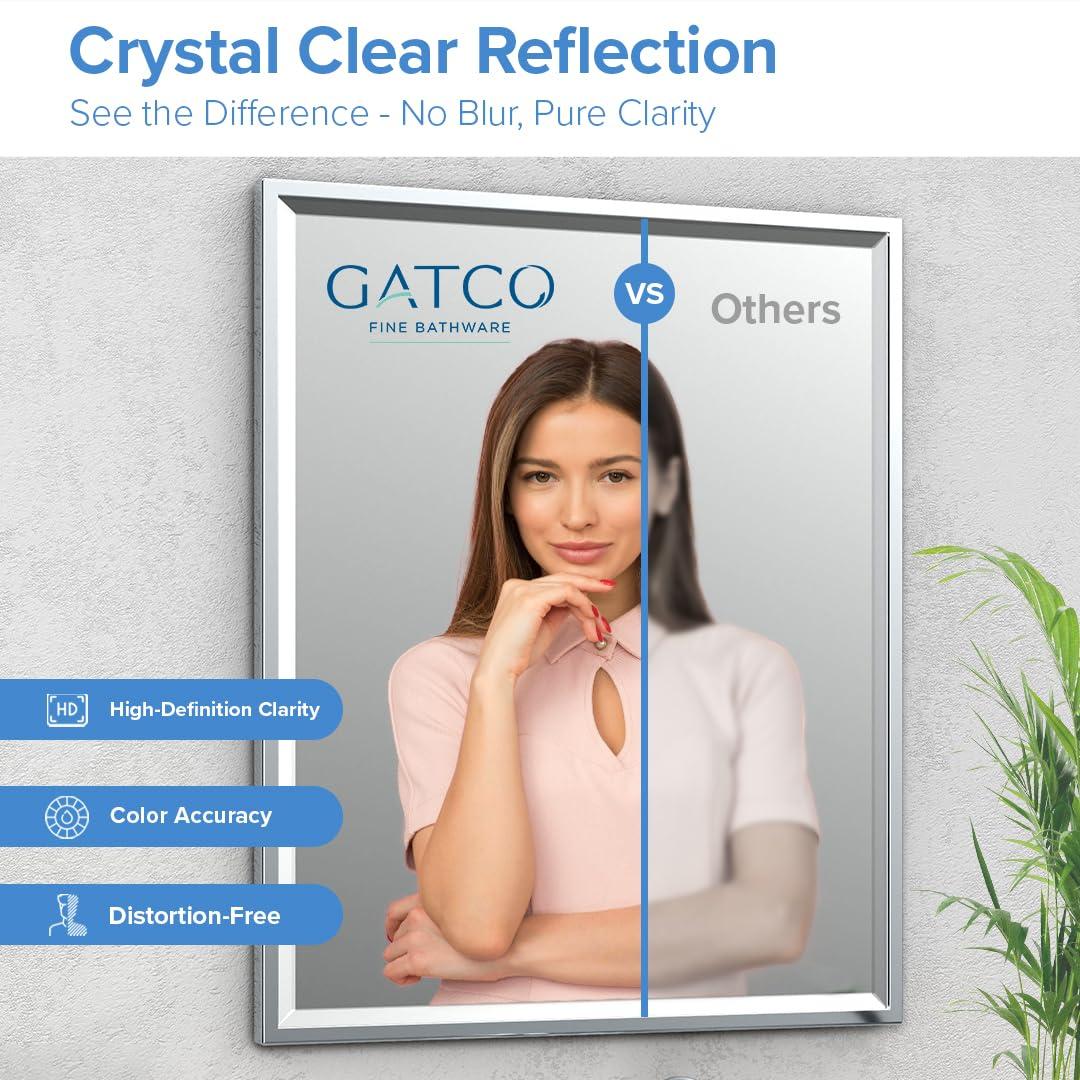 Modern Wall Mount Framed Rectangle Bathroom Vanity Mirror | Decorative Beveled MirrorFor Bedroom, Entryway, Livingroom | Mount Landscape or Portrait