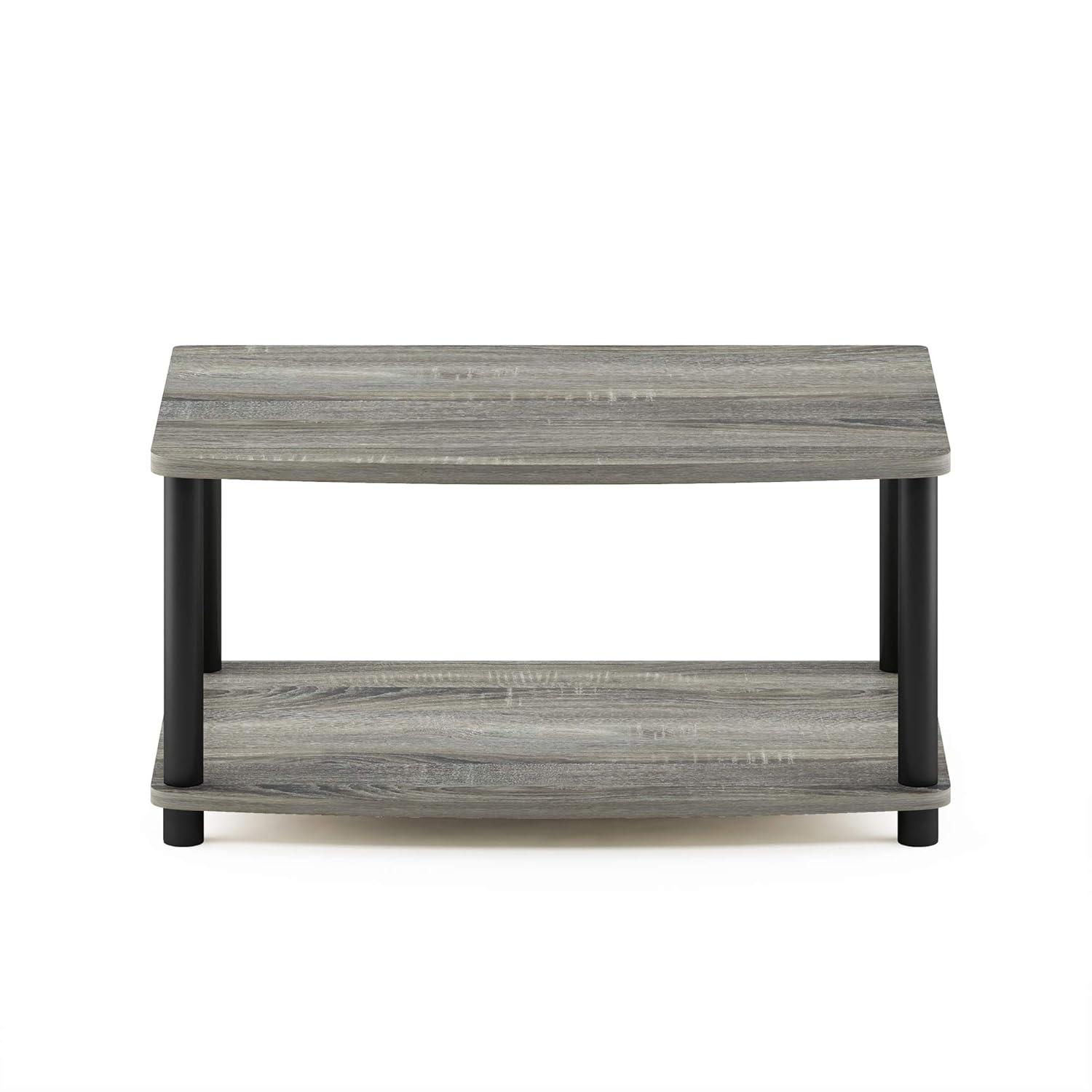 Furinno Industrial No Tools Elevated TV Stands with 2-tier Open Storage Shelves TV Console for TVs up to 25 inch Oak Grey/Black