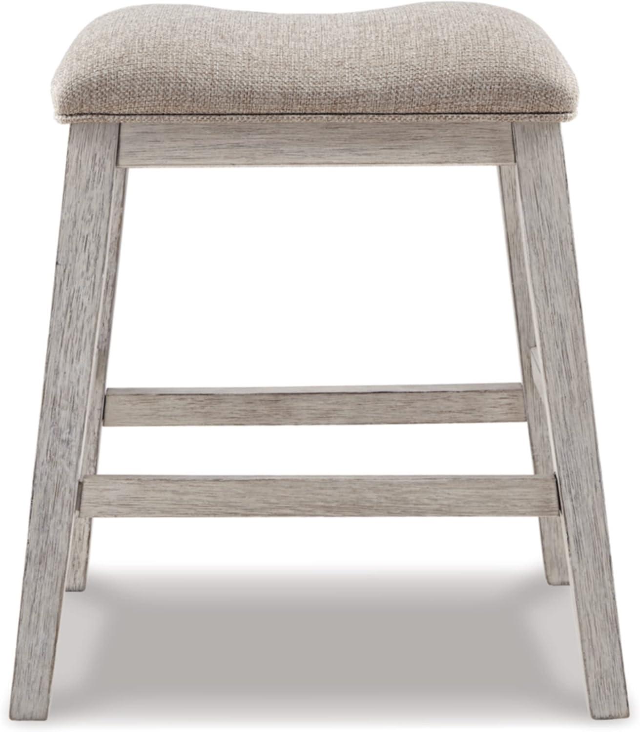 Signature Design By Ashley Skempton Modern 24" Counter Height Upholstered Barstool, 2 Count, Whitewash