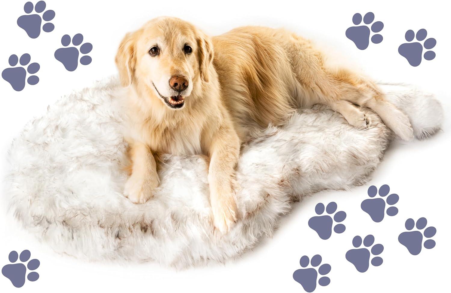 X-Large White Faux Fur Orthopedic Dog Bed