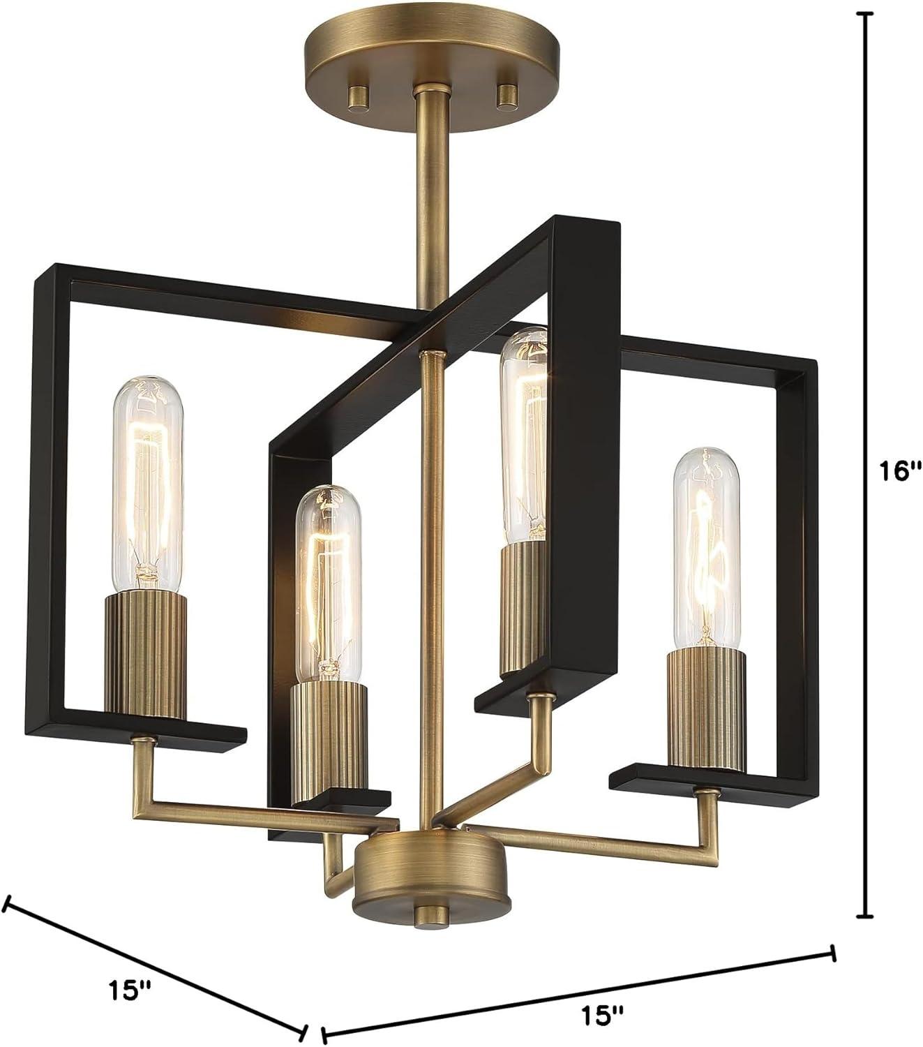 Designers Fountain Chicago PM 4 Light Old Satin Brass Semi-Flush Mount Ceiling Light, D233M-SF-OSB