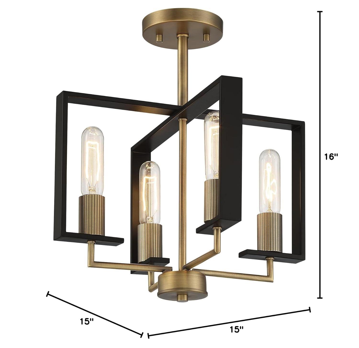 Designers Fountain Chicago PM 4 Light Old Satin Brass Semi-Flush Mount Ceiling Light, D233M-SF-OSB