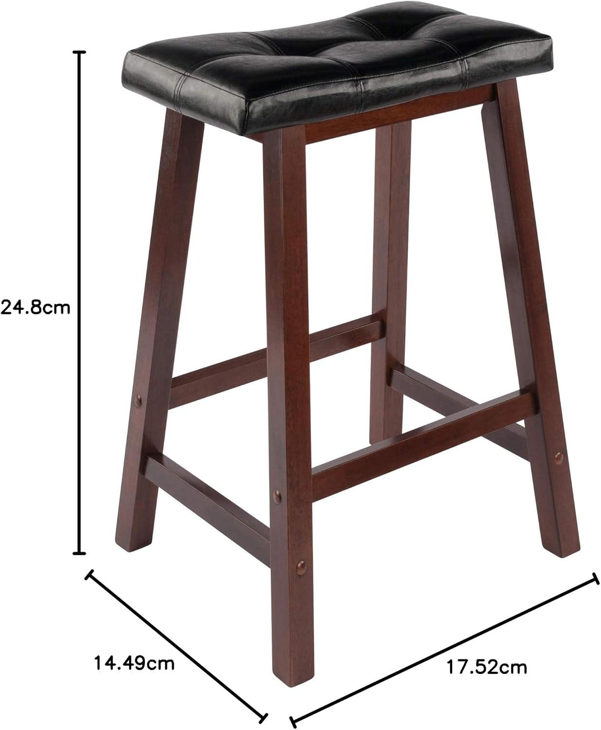 Winsome Mona Cushion Saddle Seat 24.84" Counter Height Barstool Hardwood/Toasted Walnut: Faux Leather, Wood Legs