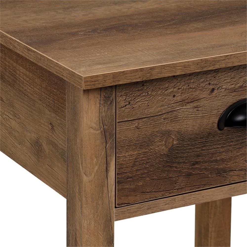 Country Farmhouse Single Drawer Wood Side Table Set - Rustic Oak