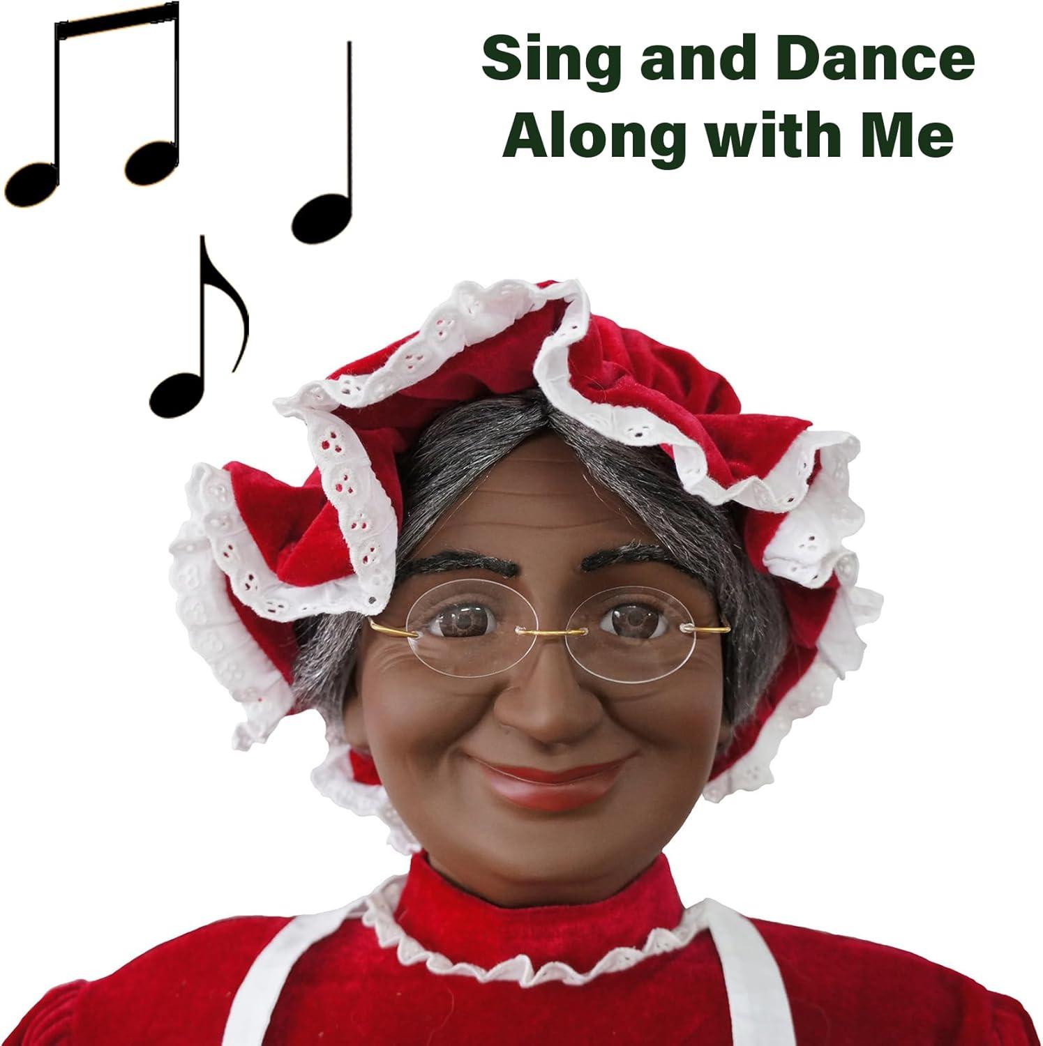 Fraser Hill Farm African American Dancing Mrs. Claus Animatronic, Indoor 58-in.