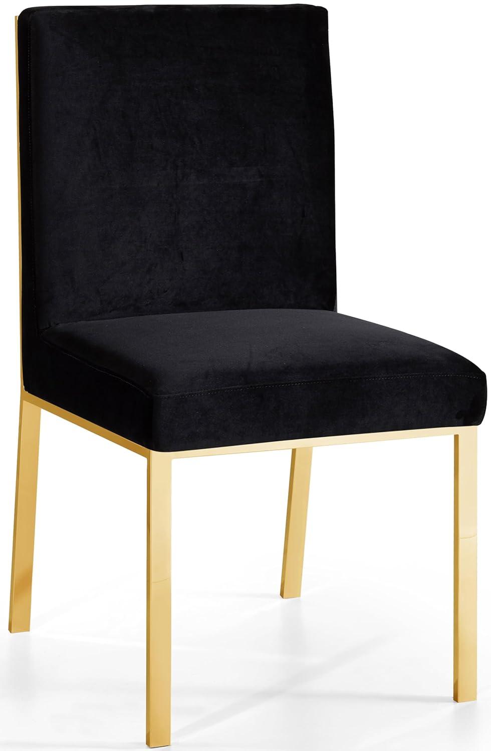 Opal Black Velvet Dining Chair with Gold Metal Frame