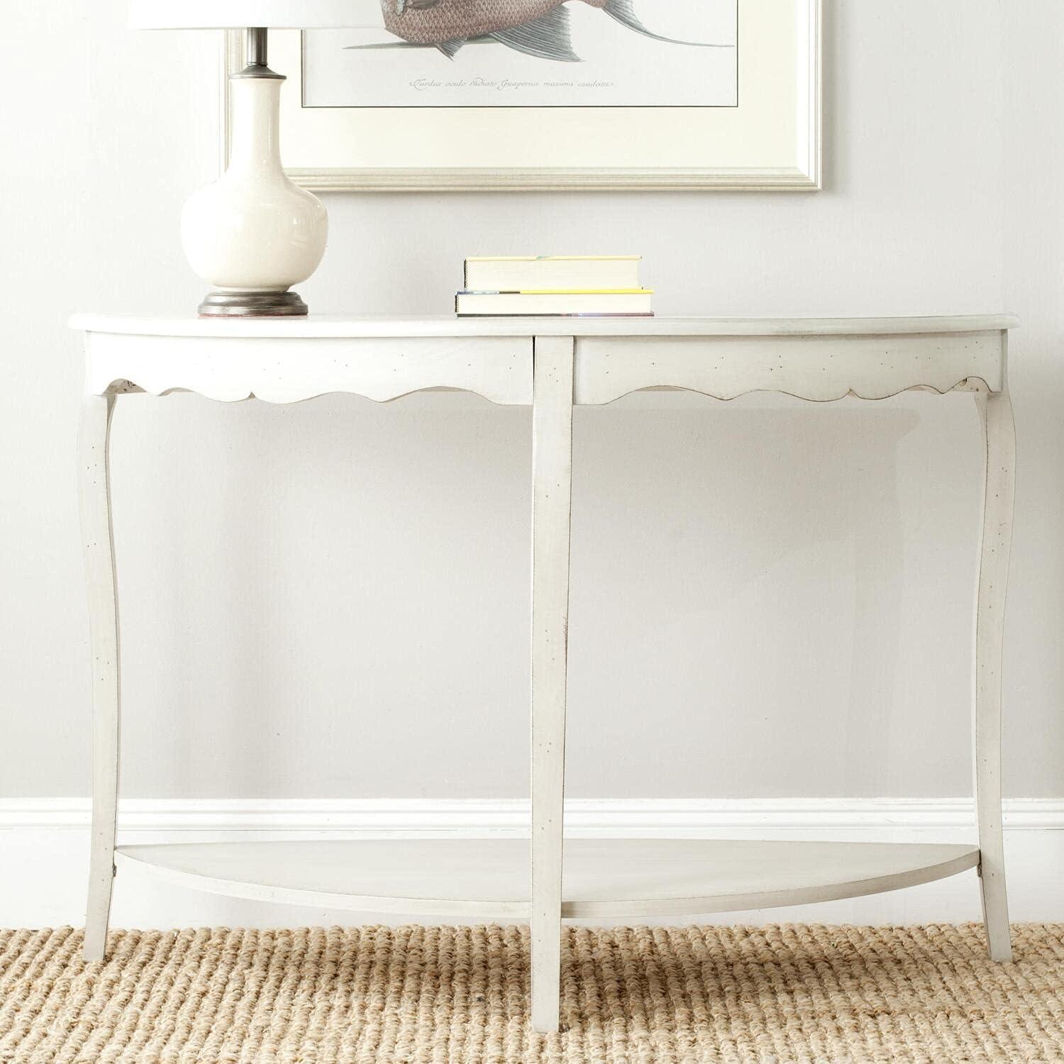 Christina Transitional Demilune Console Table with Storage in Brown