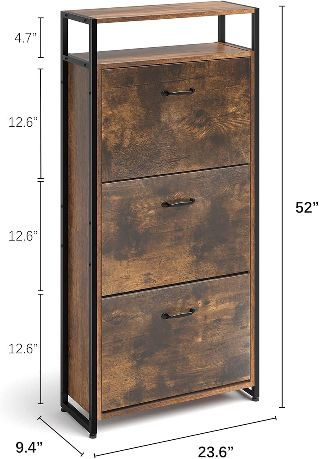 Rustic Style Wooden Shoe Cabinet with 3 Drawers for Entryway ,Living Room,Balcony