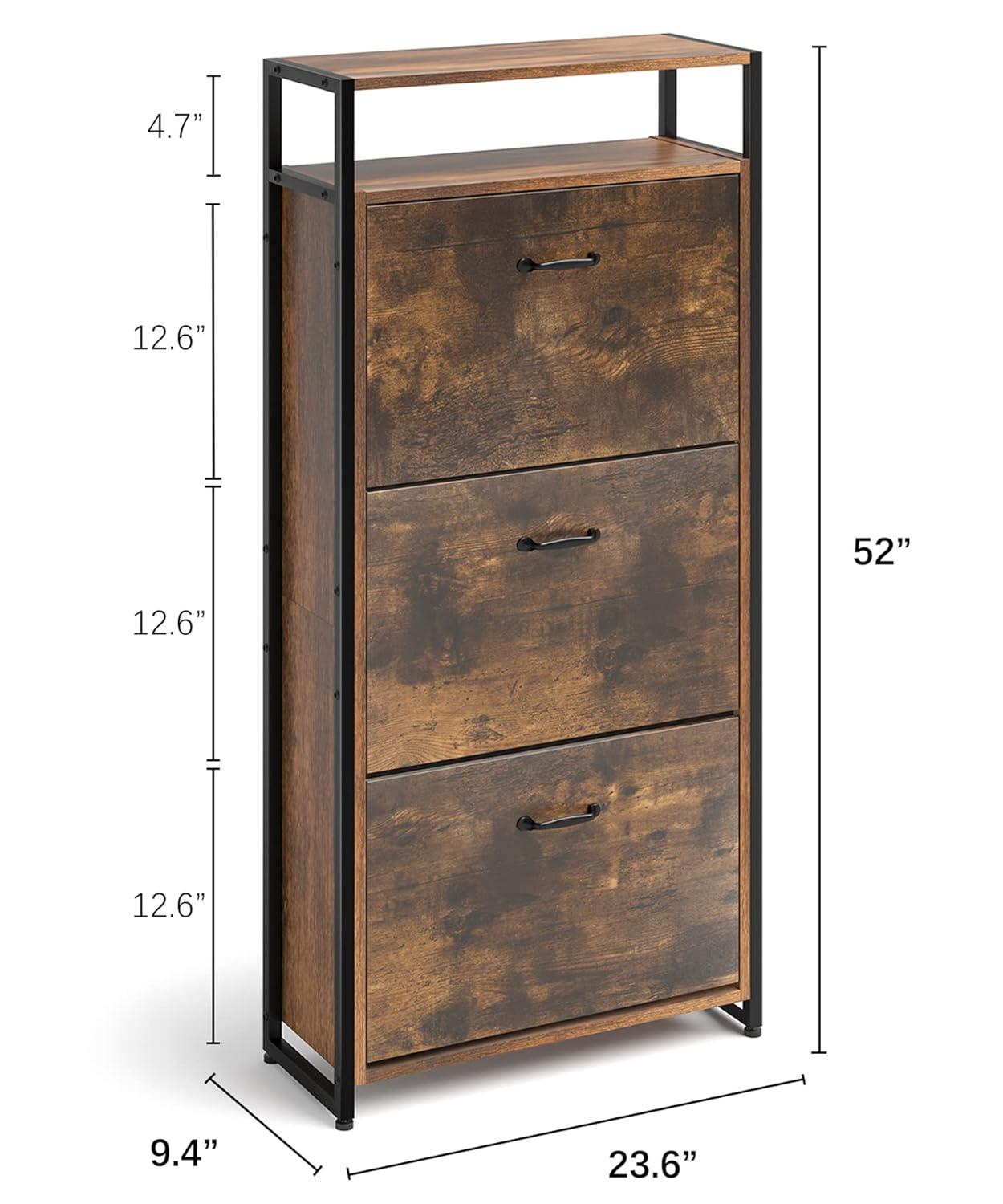 Rustic Style Wooden Shoe Cabinet with 3 Drawers for Entryway ,Living Room,Balcony