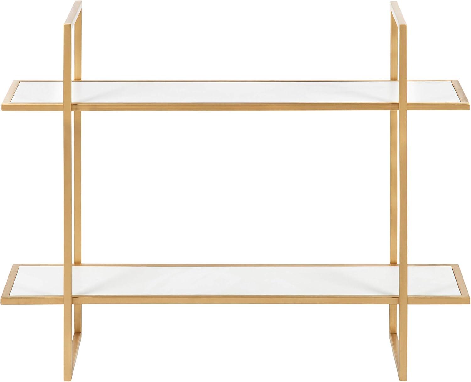 Kate & Laurel All Things Decor 30" x 24" Leigh Wood and Metal Wall Shelf White: MDF Floating Wall Shelves, 2-Tier