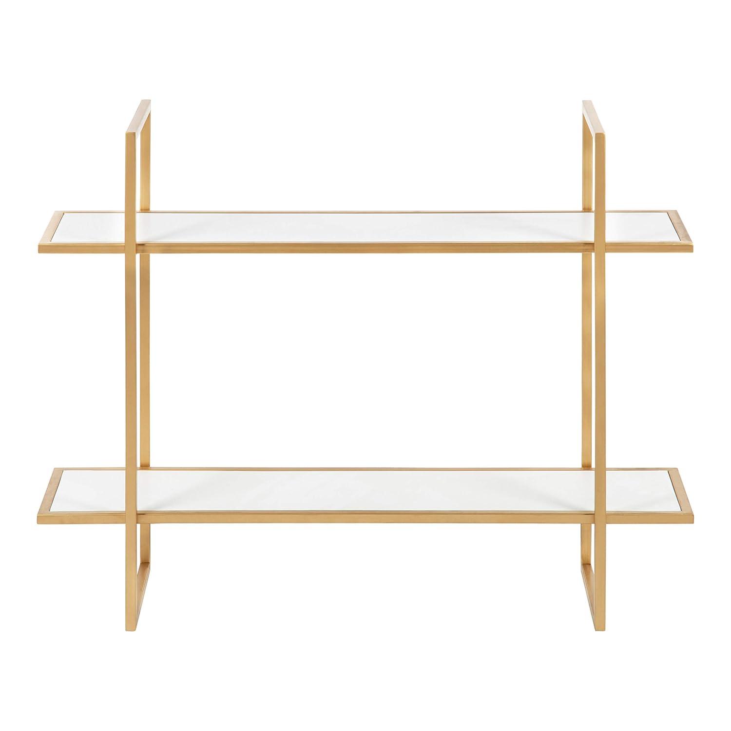 Kate & Laurel All Things Decor 30" x 24" Leigh Wood and Metal Wall Shelf White: MDF Floating Wall Shelves, 2-Tier