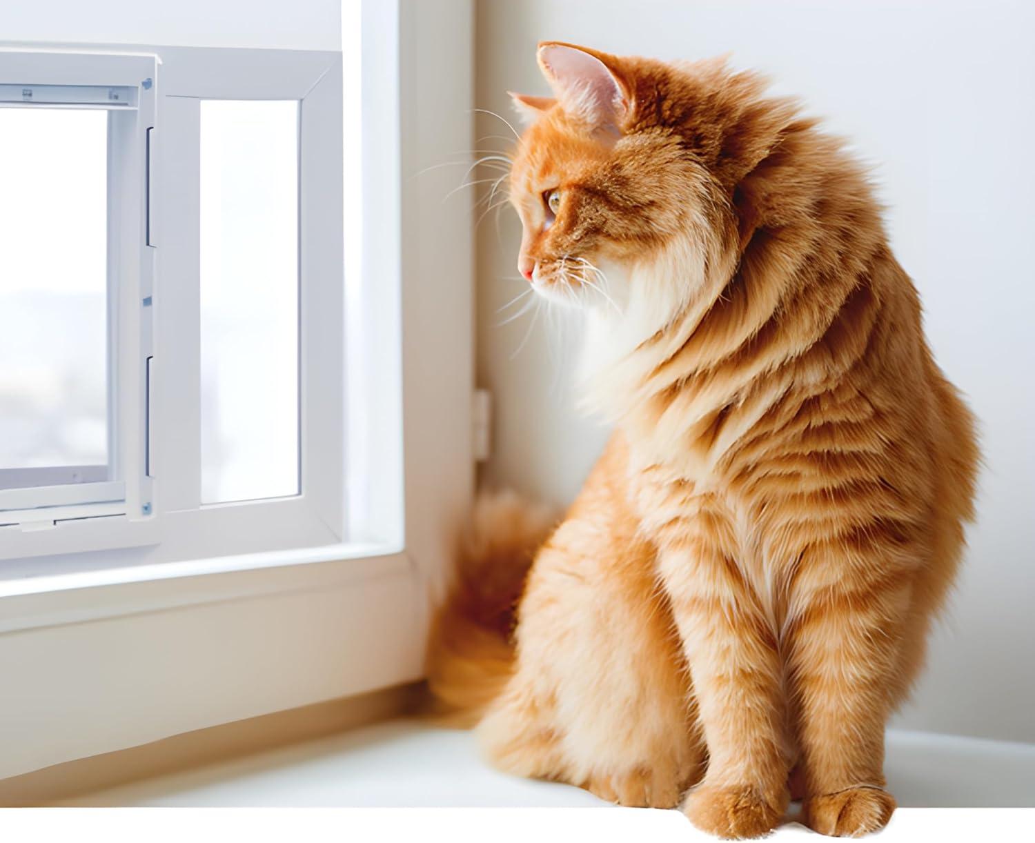 Ideal Pet Products Aluminum Sash Window Pet Door, Adjustable to Fit Window Widths from 27" to 32", Medium 7” x 11-1/4” Flap Size