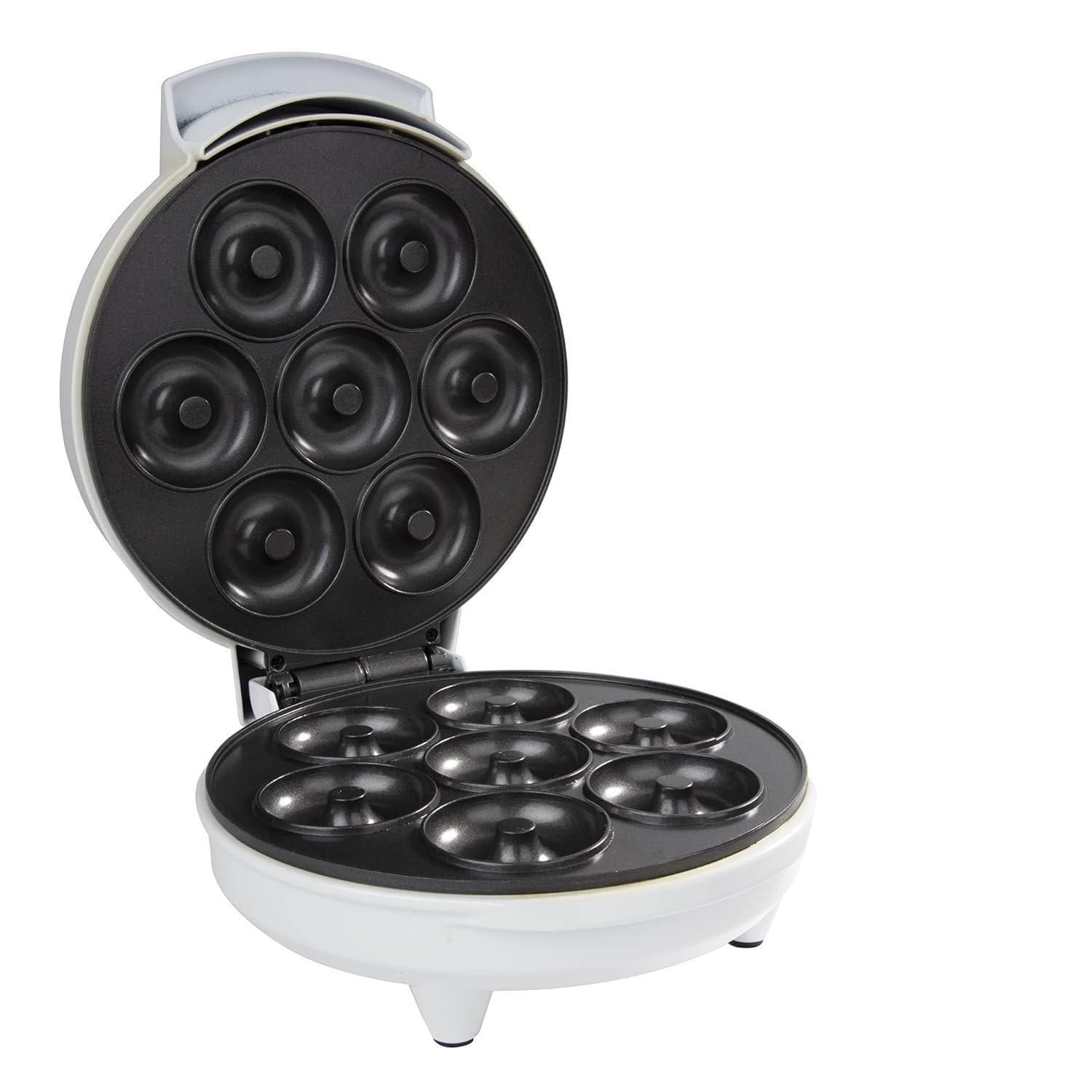 CucinaPro Mini Donut Maker- Electric Non-Stick Surface Makes 7 Small Doughnuts- Unique Baking Activity for Adults, Brunch or Dessert