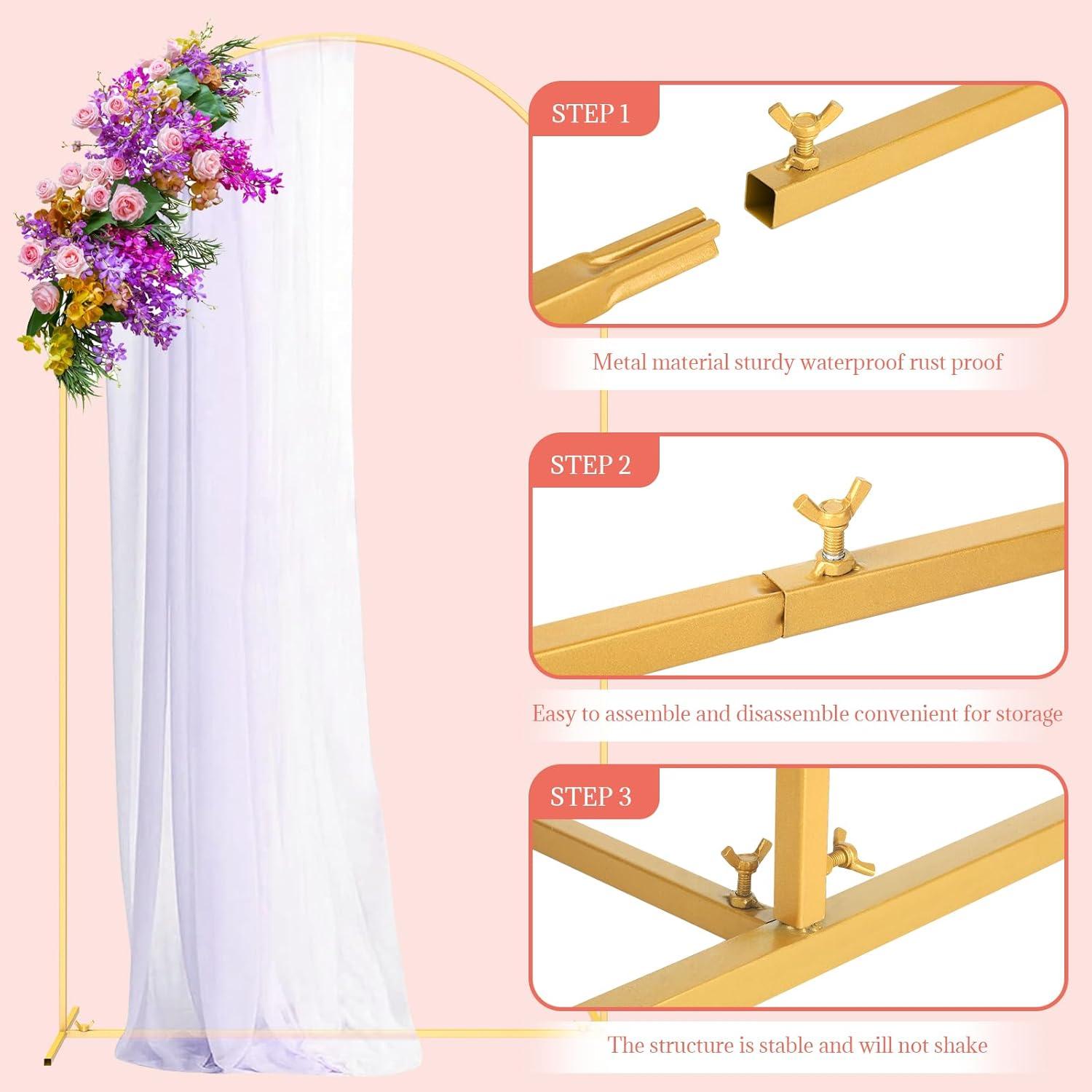 Gold Wedding Arch Backdrop Stand Metal Arched Frame Gold Balloon Arch Stand for Ceremony,Birthday,Wedding Decoration