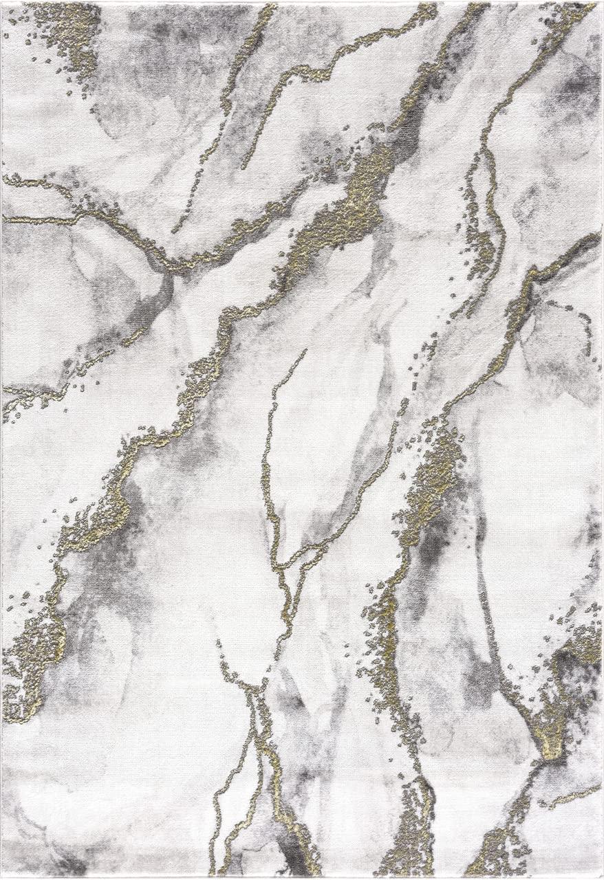Abani Contemporary Abstract Turkish Area Rug, Laguna Collection Grey & Yellow Modern 2'3¨ x 12' Rectangle Accent Rugs