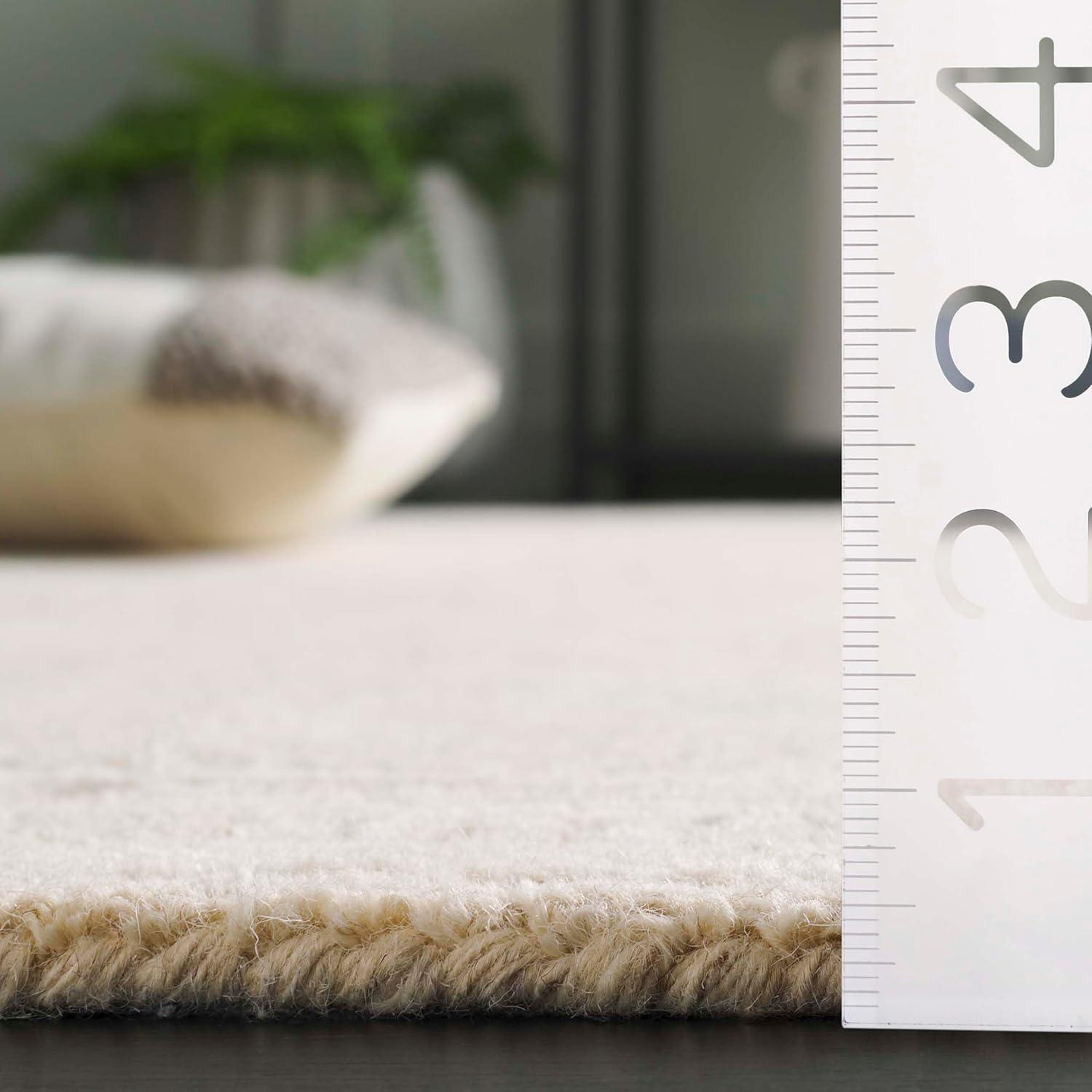 Textured Home Ivory Beige 4 ft. x 6 ft. Solid Geometric Contemporary Area Rug