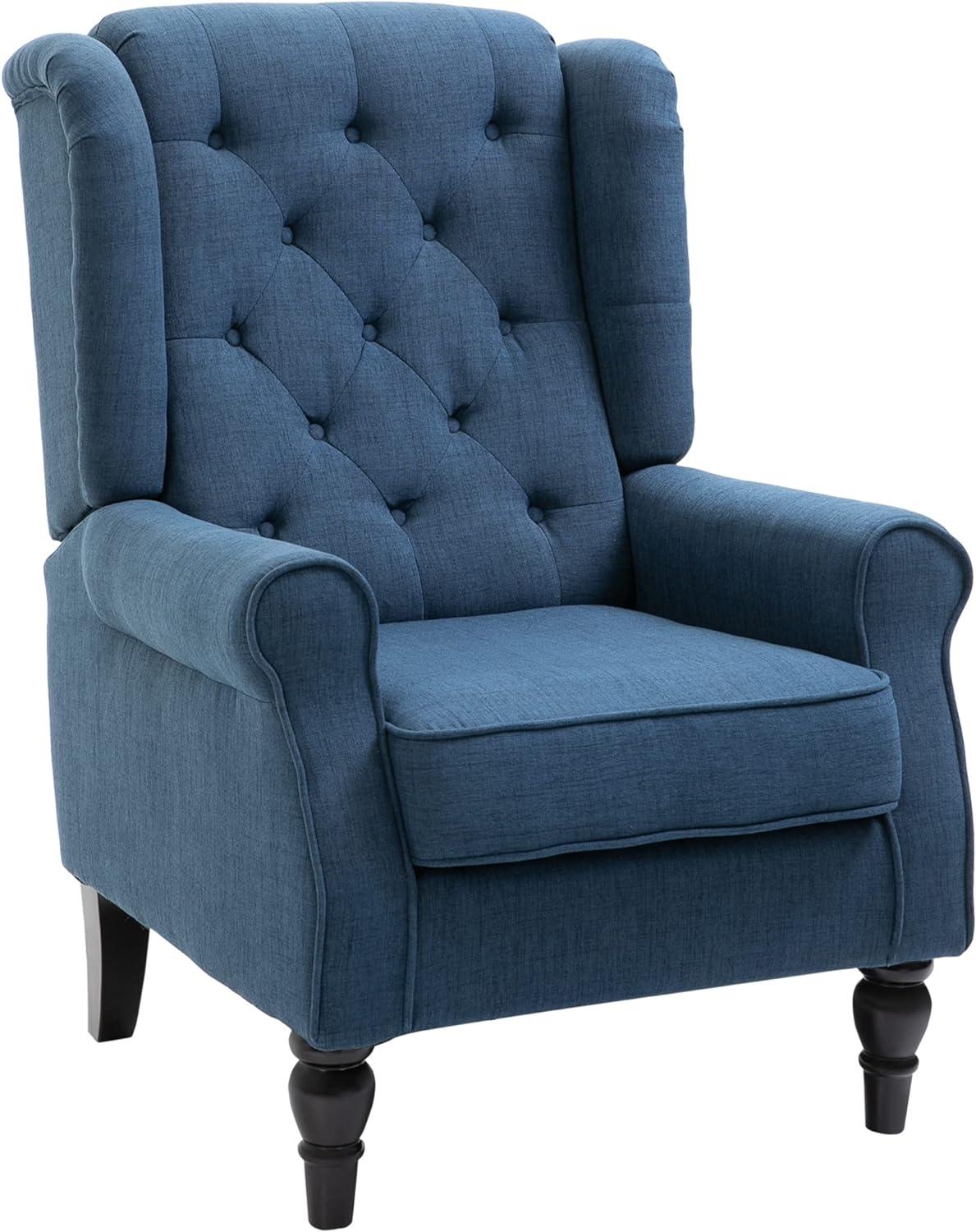 HOMCOM Button-Tufted Accent Chair with High Wingback, Blue