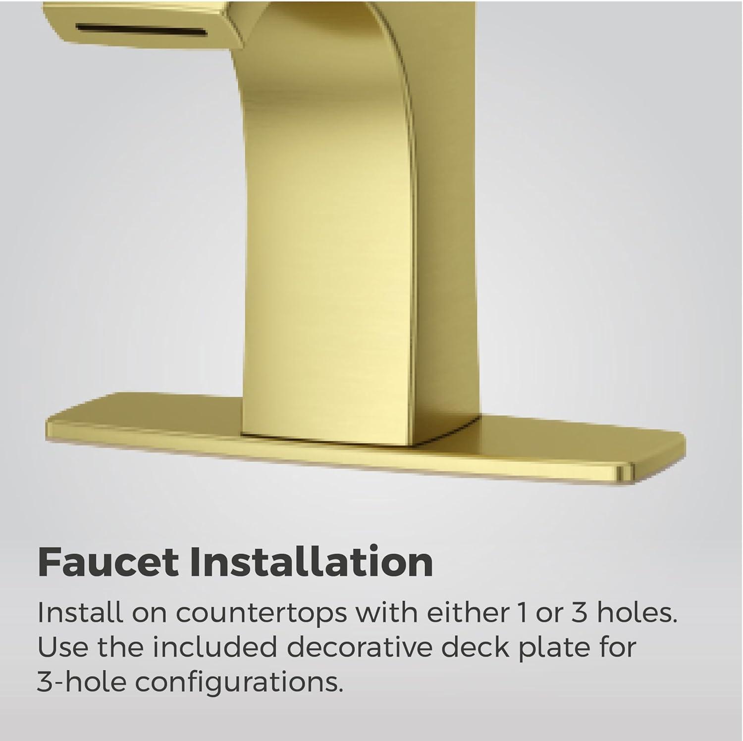 Brushed Gold Single Handle High Arc Bathroom Faucet