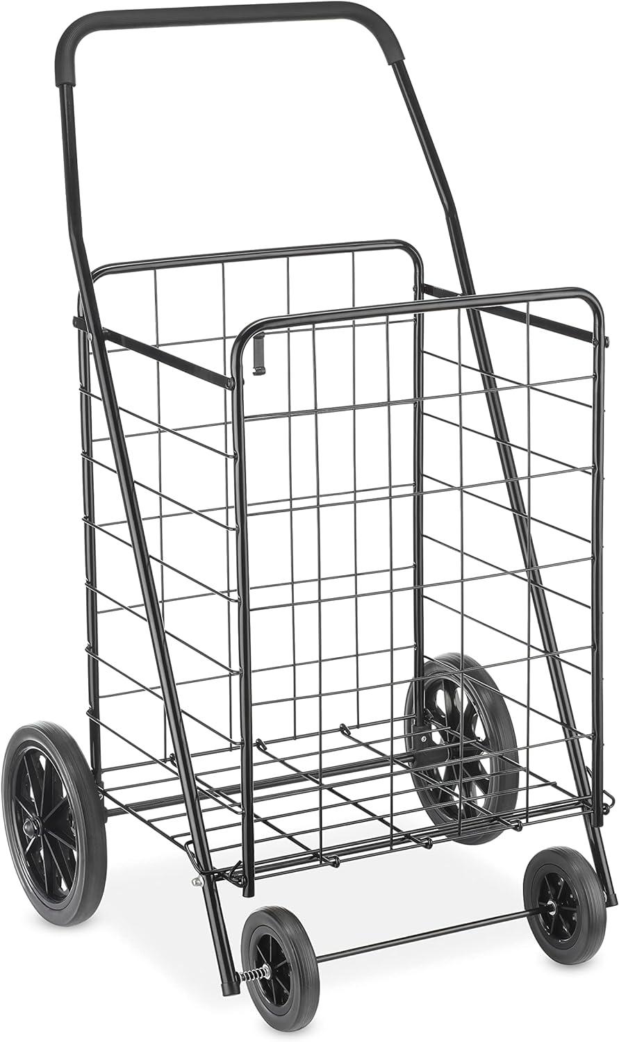 Black Extra Large Metal Utility Cart with Foam Handle