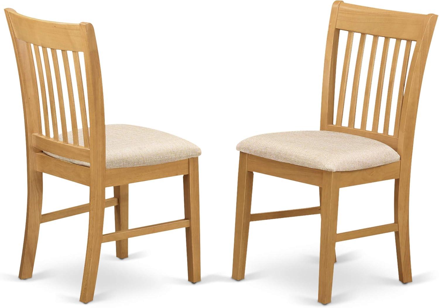 East West Furniture Norden 3-piece Wood Dining Set with Linen Fabric Seat in Oak