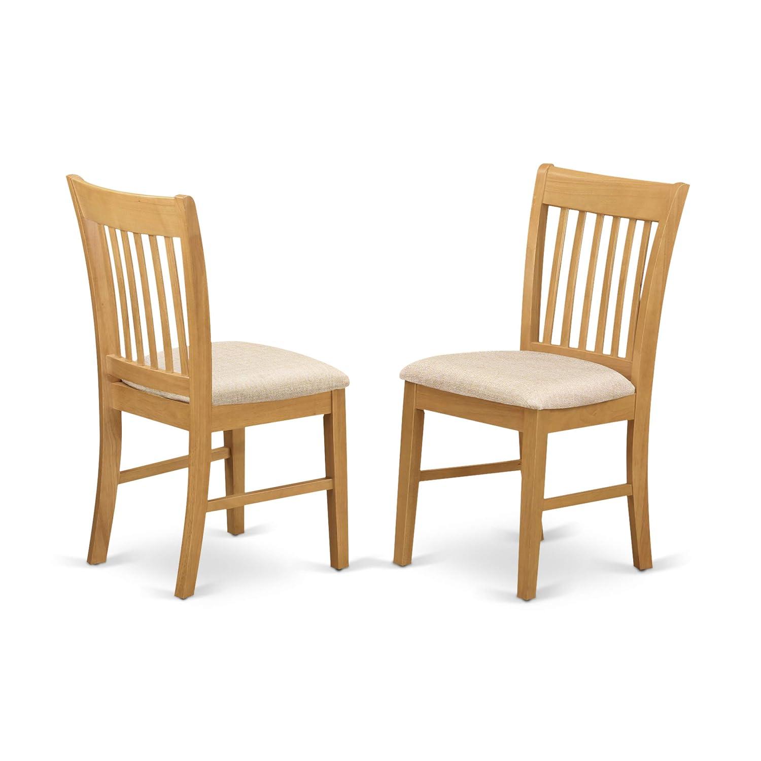 East West Furniture Norden 3-piece Wood Dining Set with Linen Fabric Seat in Oak