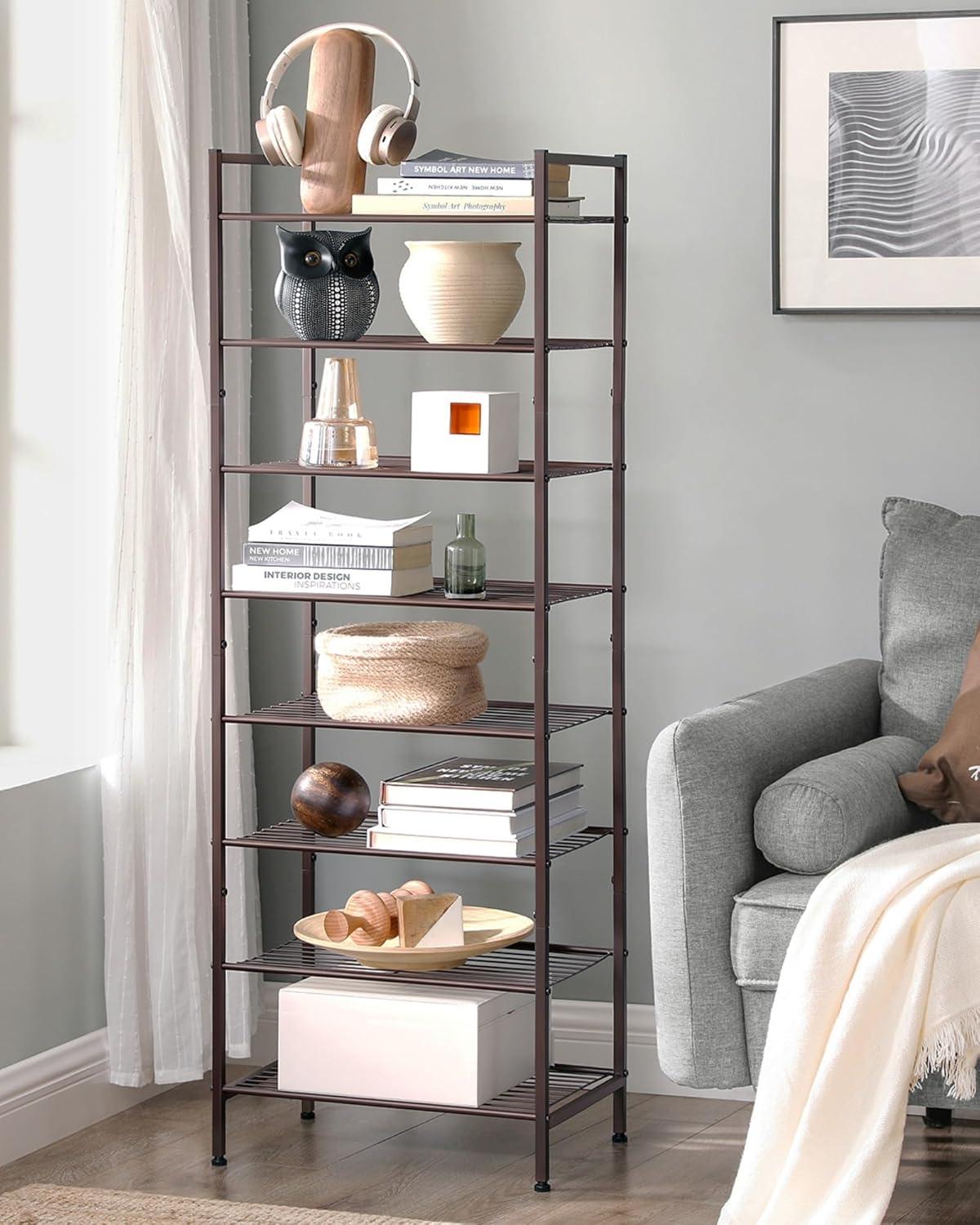 Bronze 8-Tier Stackable Metal Shoe Rack for Small Spaces