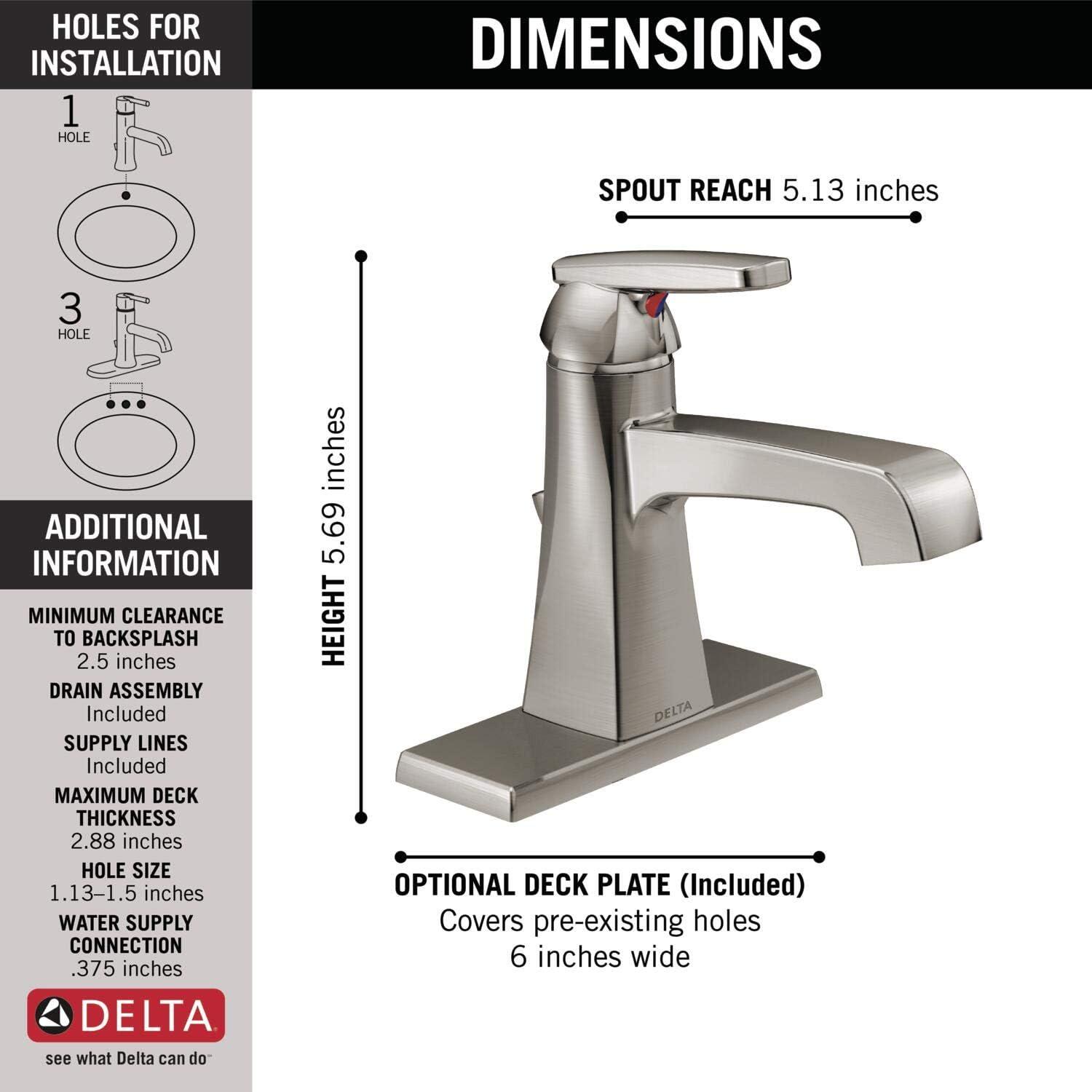 Ashlyn Single Hole Bathroom Faucet with Drain Assembly, Single Handle Bathroom Sink Faucet