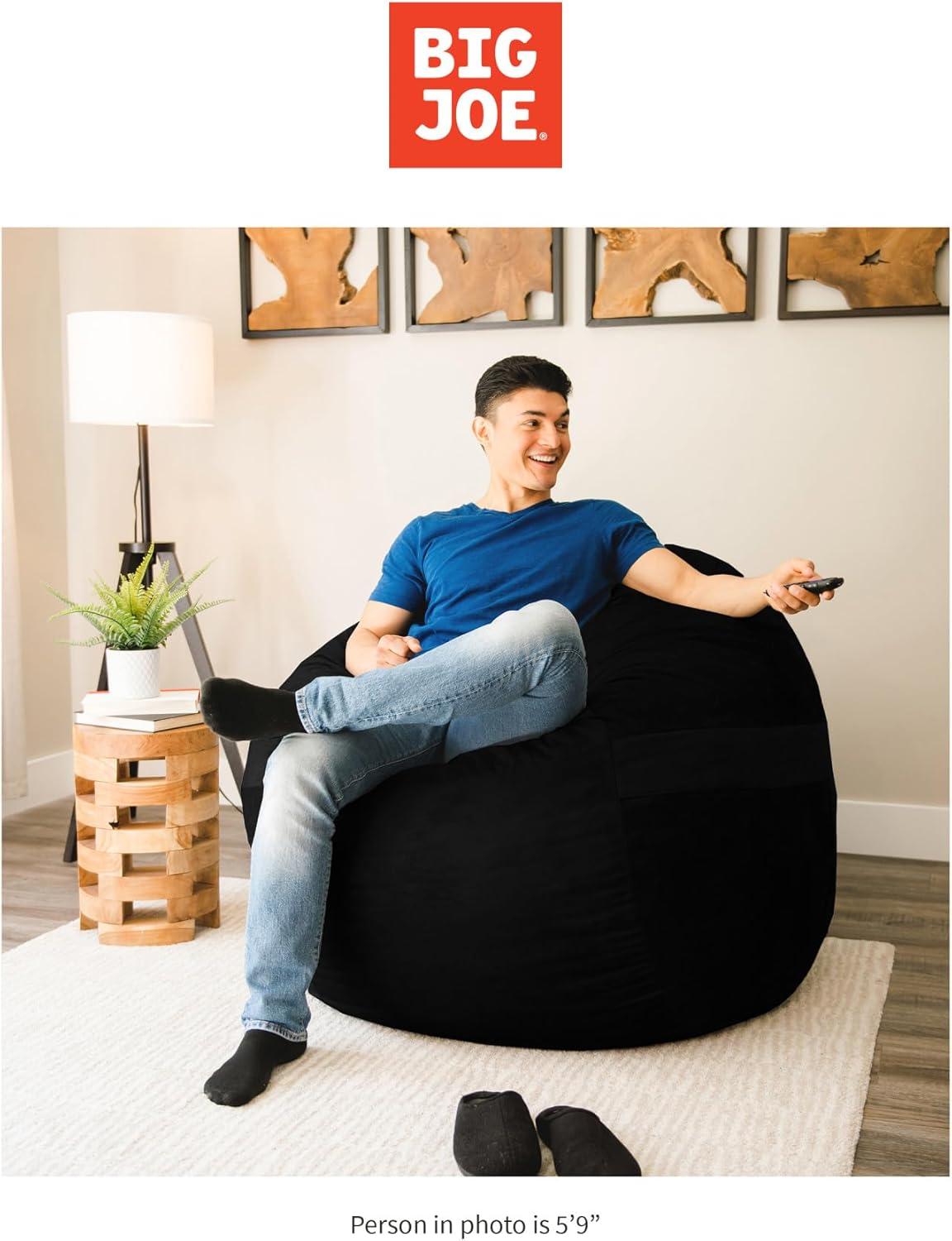 Big Joe Large 4 Foot Foam Filled Bean Bag Chair with Soft Removeable Cover