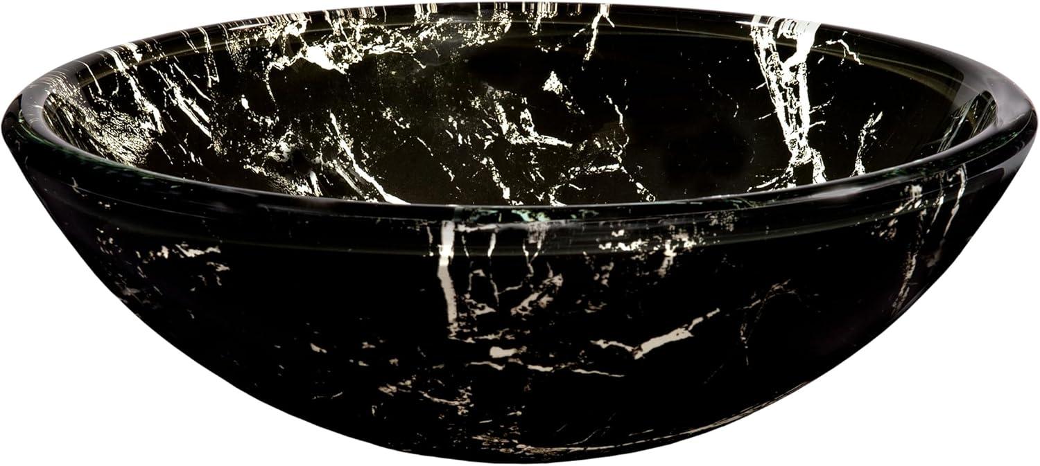 Novatto 16.5'' Black And White Glass Circular Bathroom Sink