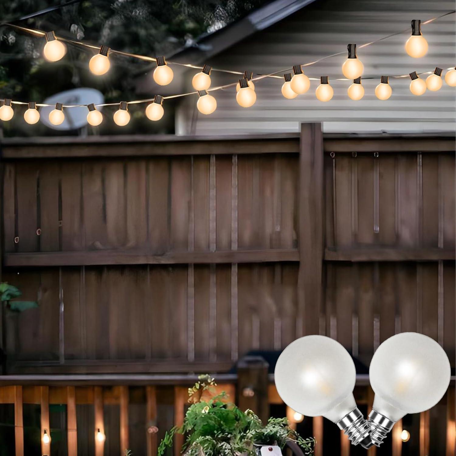 Novelty Lights Frosted White G40 Globe Hanging Outdoor String Light Replacement Bulbs E12 Candelabra Base 5 Watt