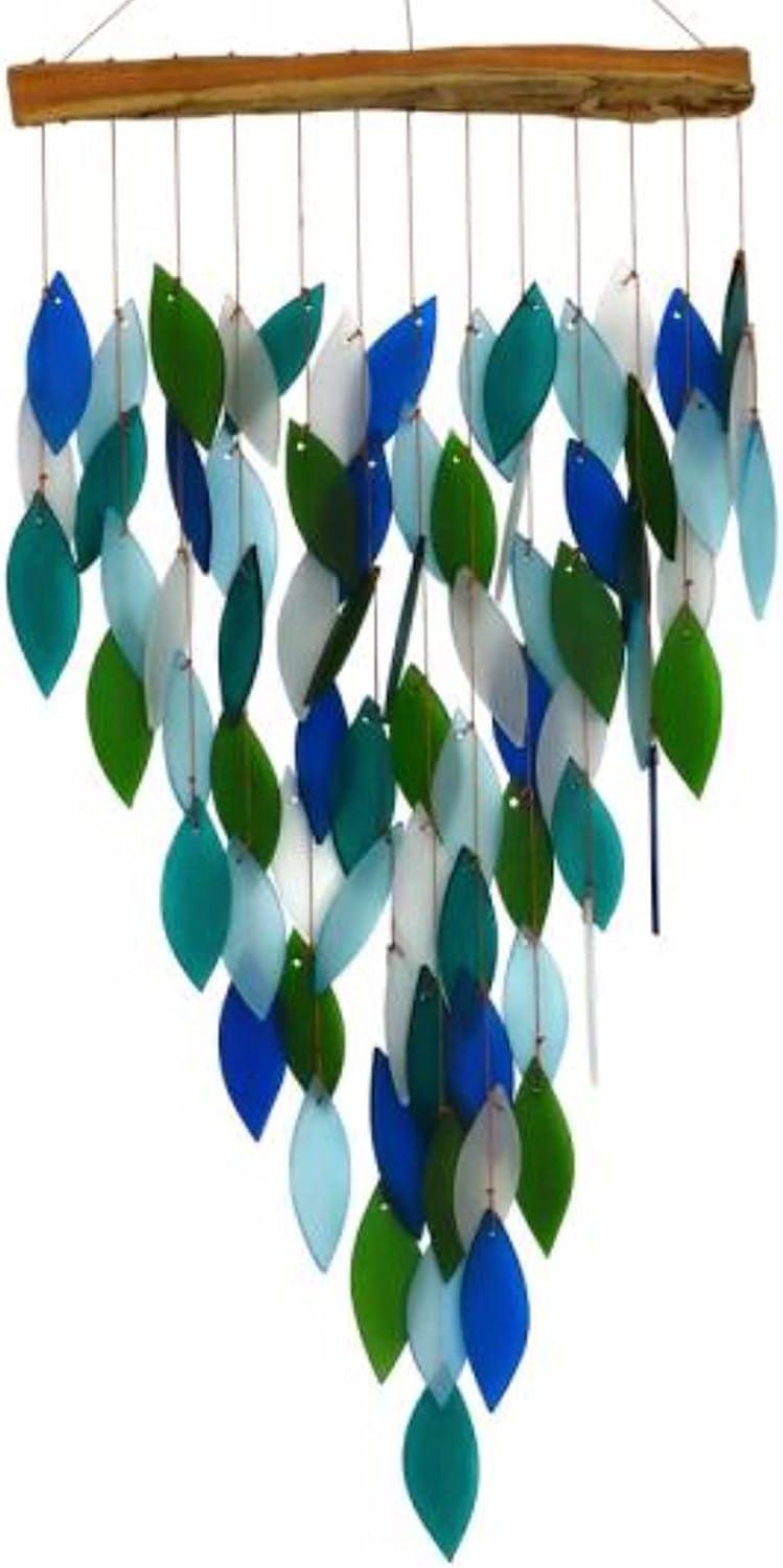 Handcrafted Multi-Color Driftwood and Glass Wind Chime