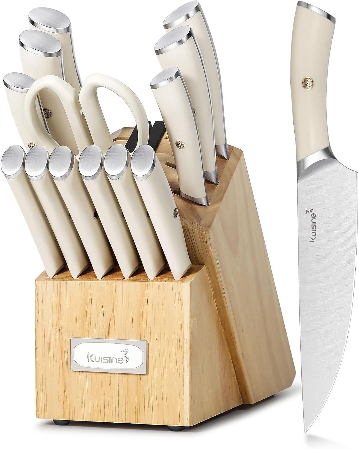 kuisine Kuisine 15-Piece Kitchen Knife Block Set Premium Stainless Steel