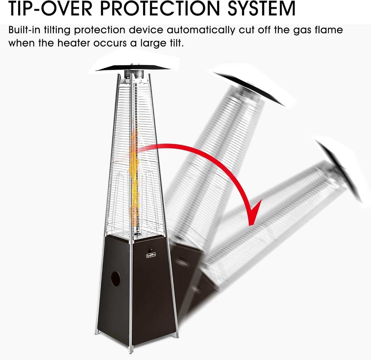 Mocha Propane Outdoor Pyramid Flame Patio Heater with Wheels