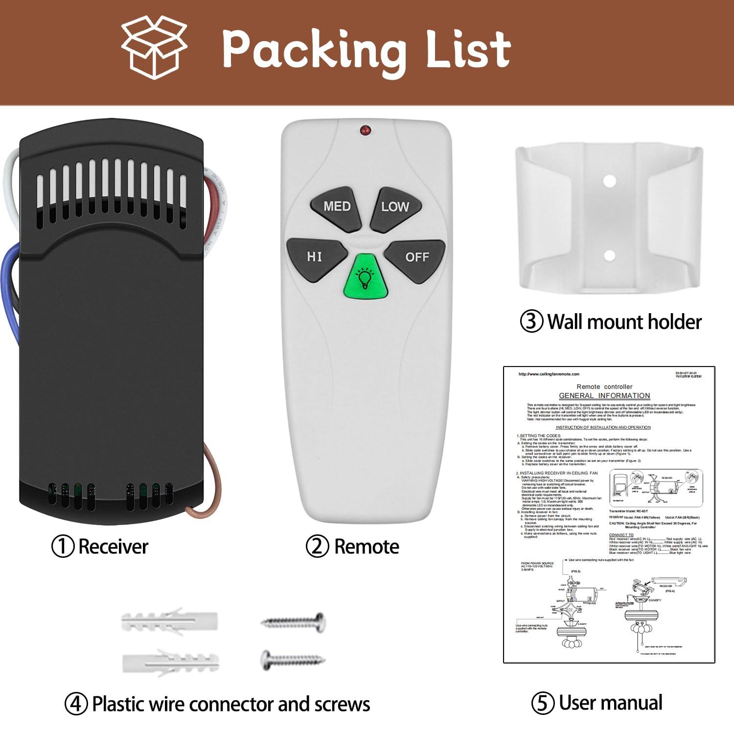 Hampton Bay UC7078T Replacement for Ceiling Fan Remote UC7078T with Up Down Light, L3H2010FANHD Fan-HD Fan-HD6 (Remote Only)