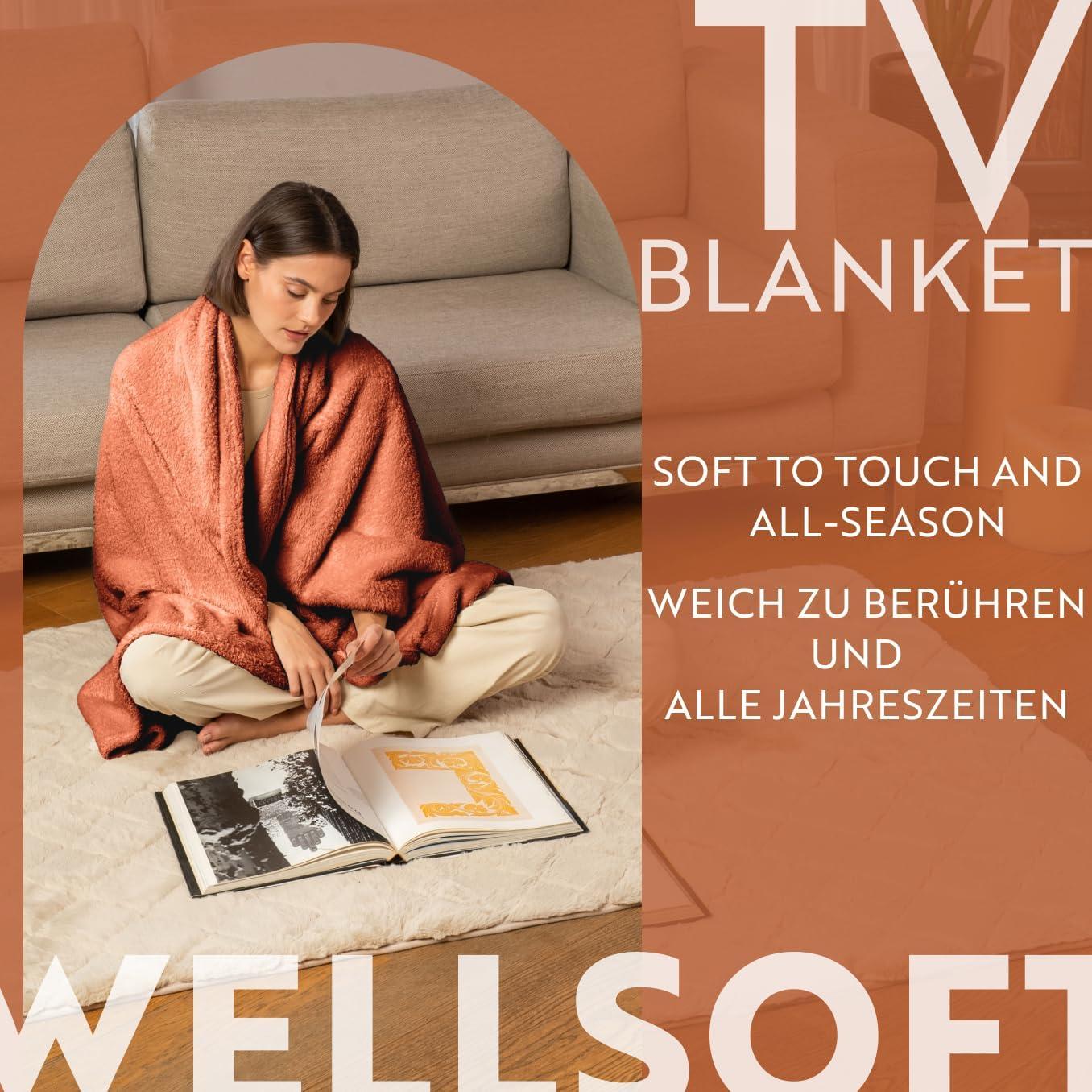 English Home Terracotta Fleece Throw, 51" x 67"