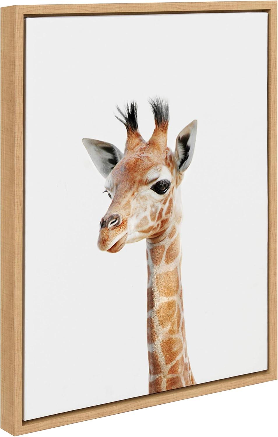 18" x 24" Sylvie Baby Giraffe Framed Canvas by Amy Peterson - Kate and Laurel