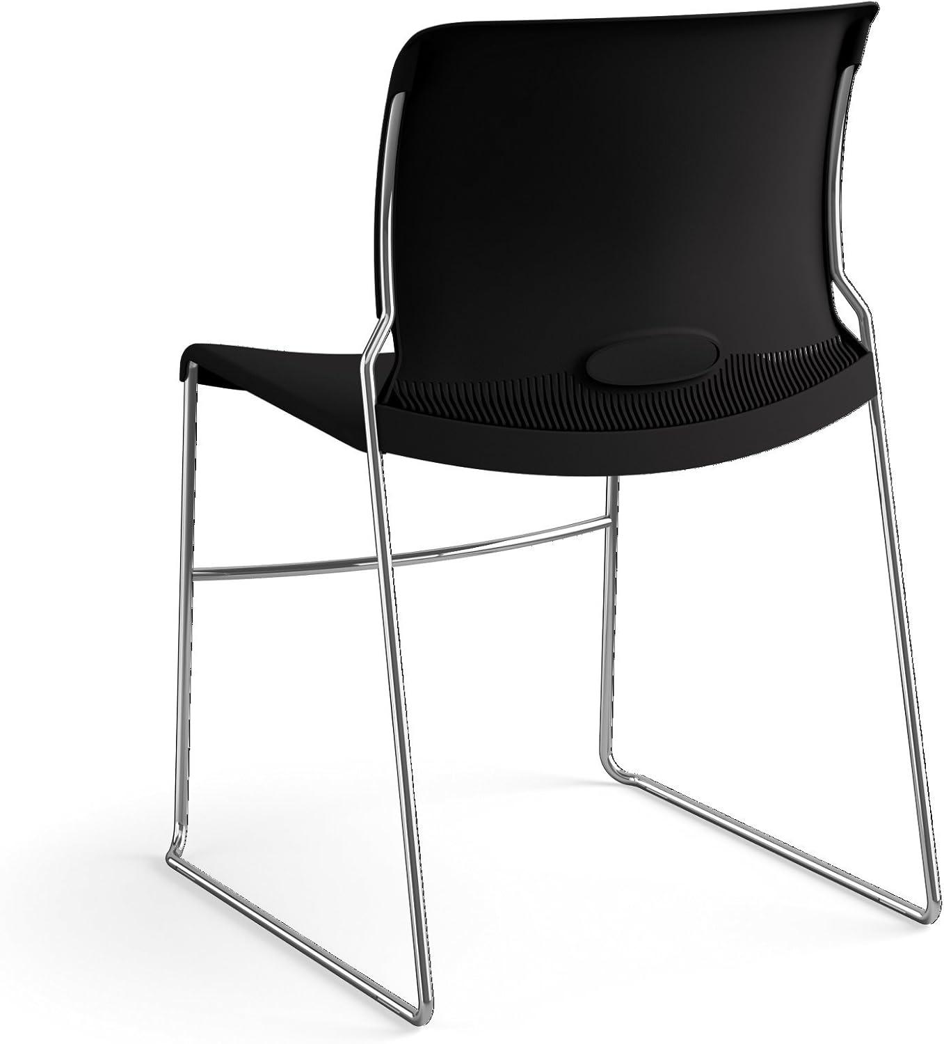 Onyx Armless Metal Stacking Chair with Lumbar Support