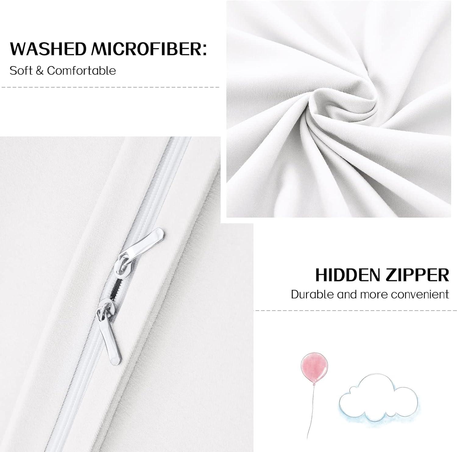 Dreaming Wapiti Duvet Cover Queen,Washed Microfiber Queen Size Duvet Cover Set,Solid Color - Soft and Breathable with Zipper Closure & Corner Ties (White, Queen)